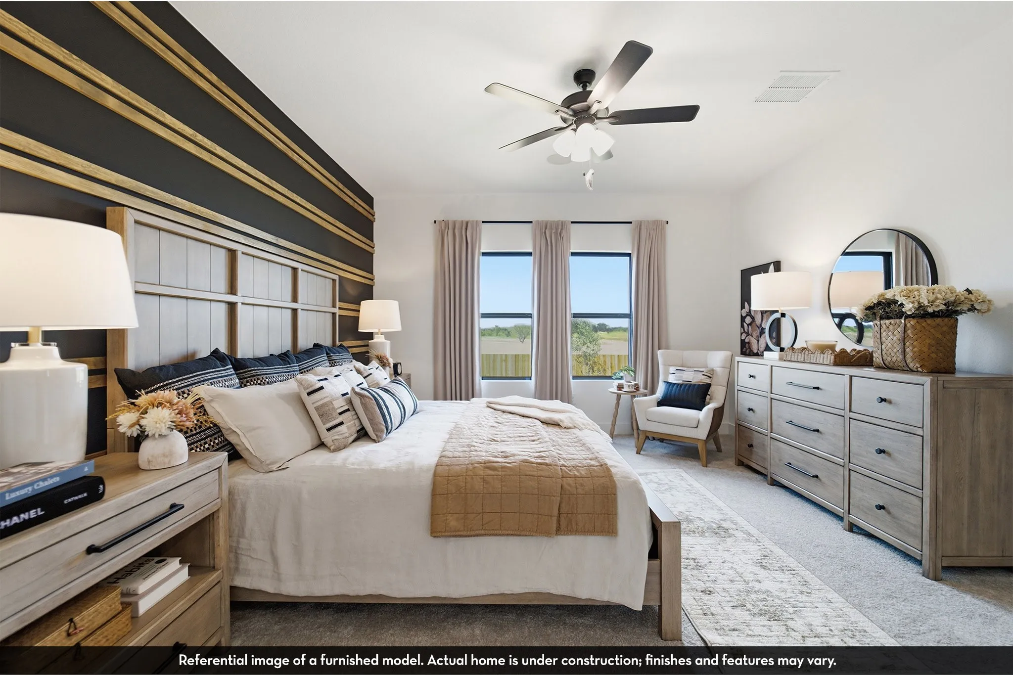Accent wall with horizontal wood paneling
