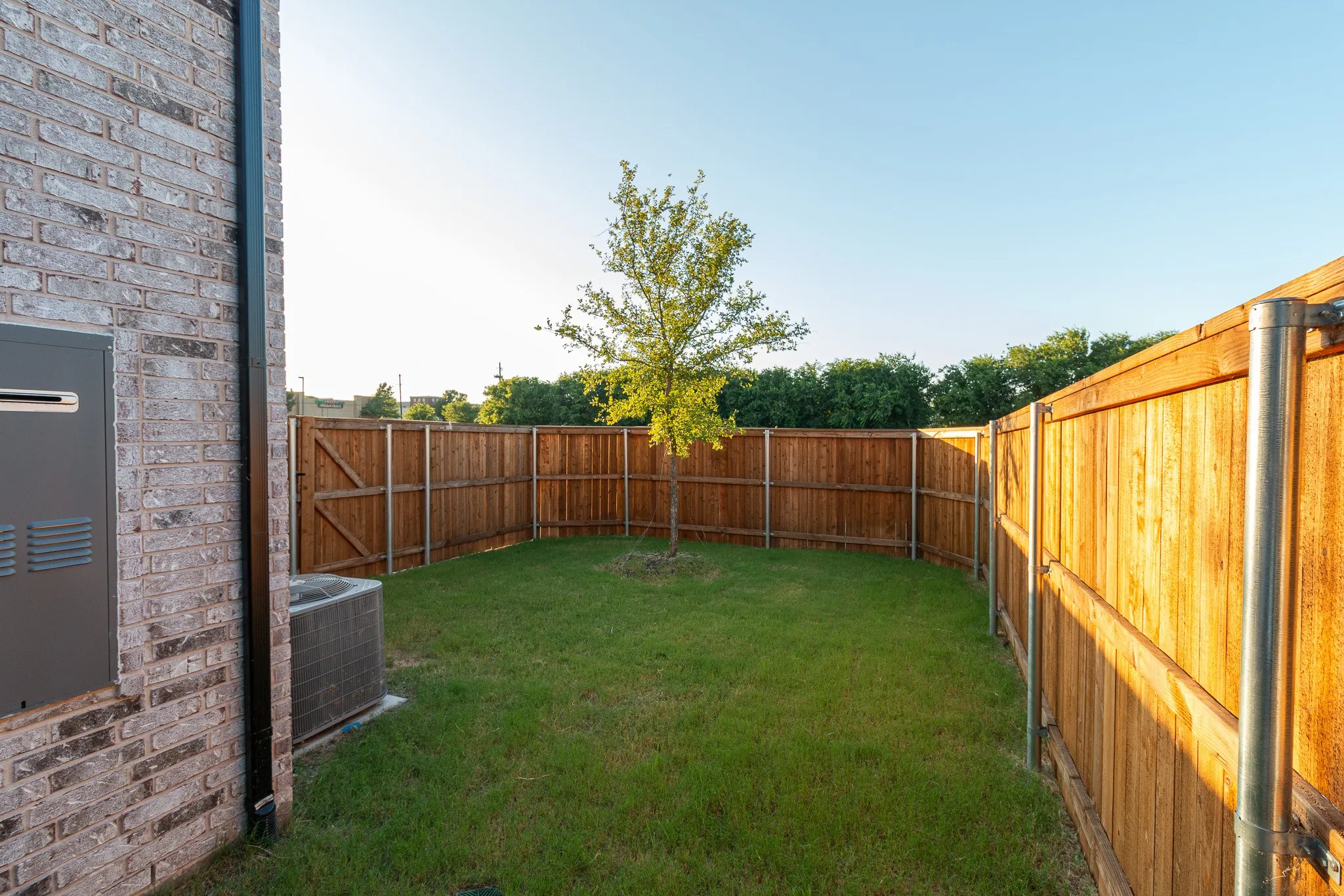View of fenced backyard