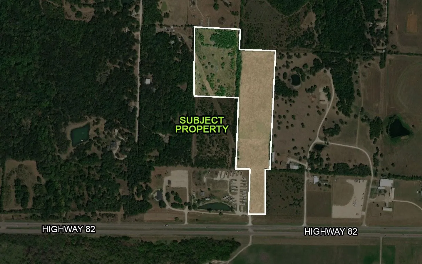 Aerial Map. Depicting the subject property's boundaries and surrounding geographical features