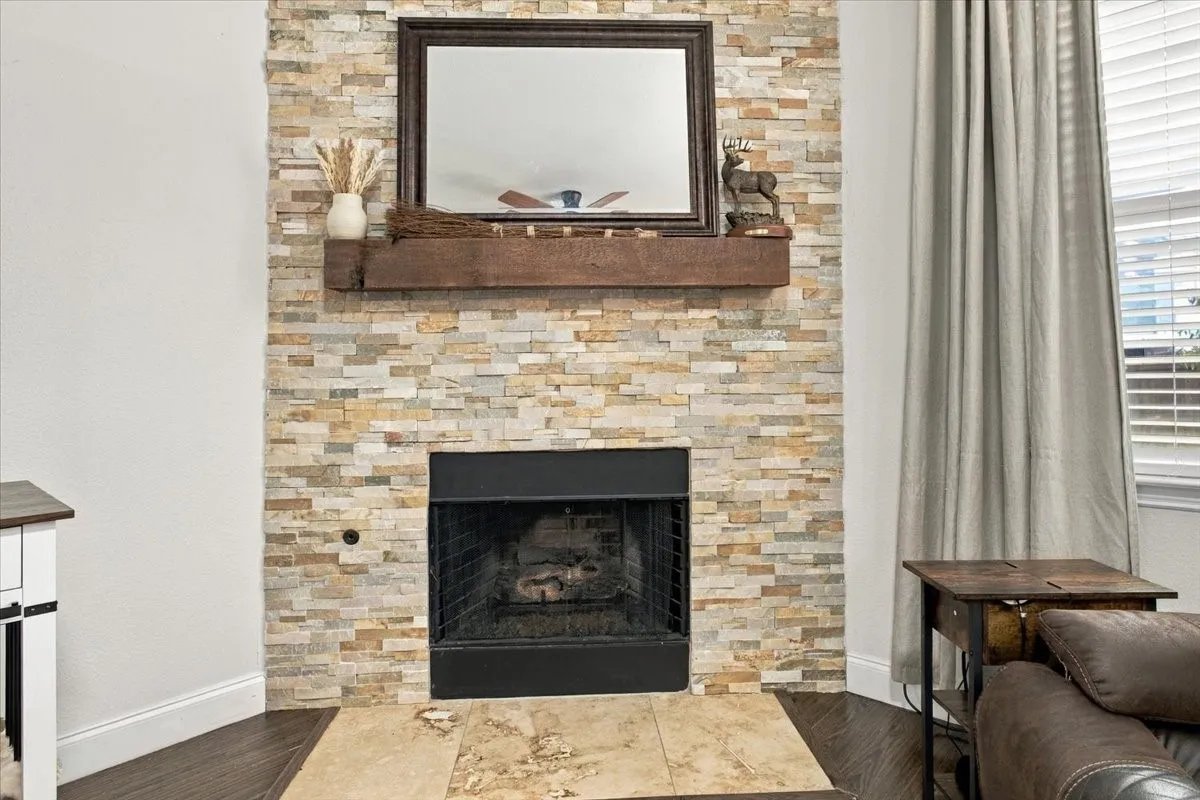 Beautiful accent fireplace.