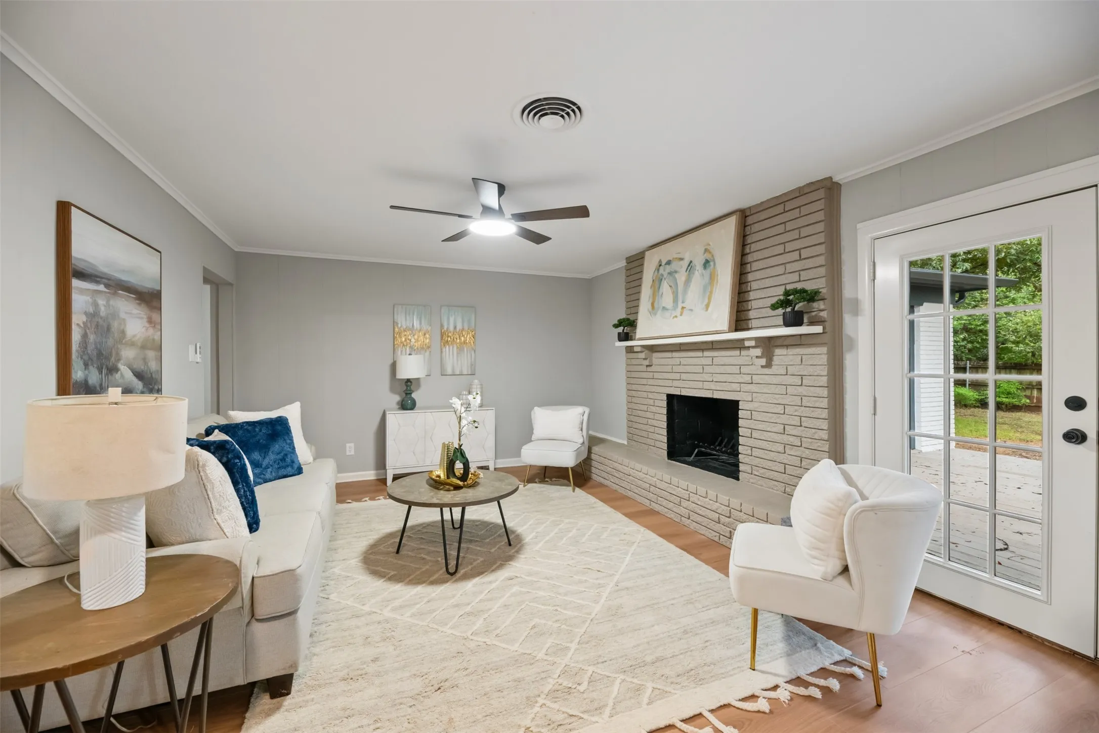 Double patio doors lead to the back porch