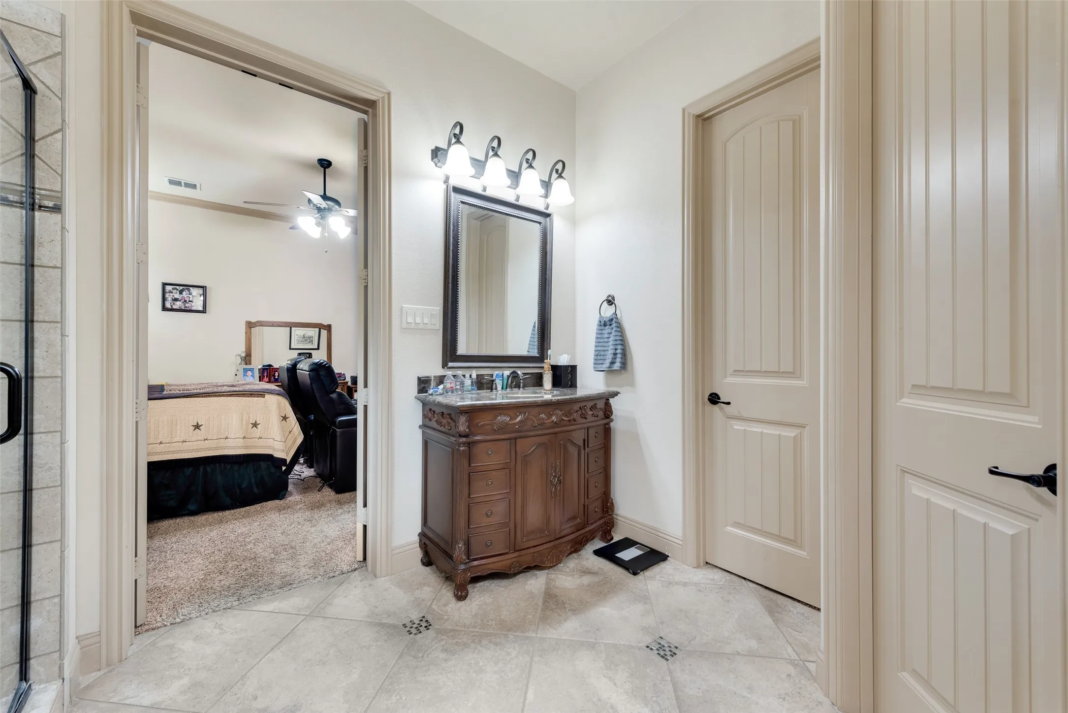 Downstairs Primary bathroom #1 with large walk in closet