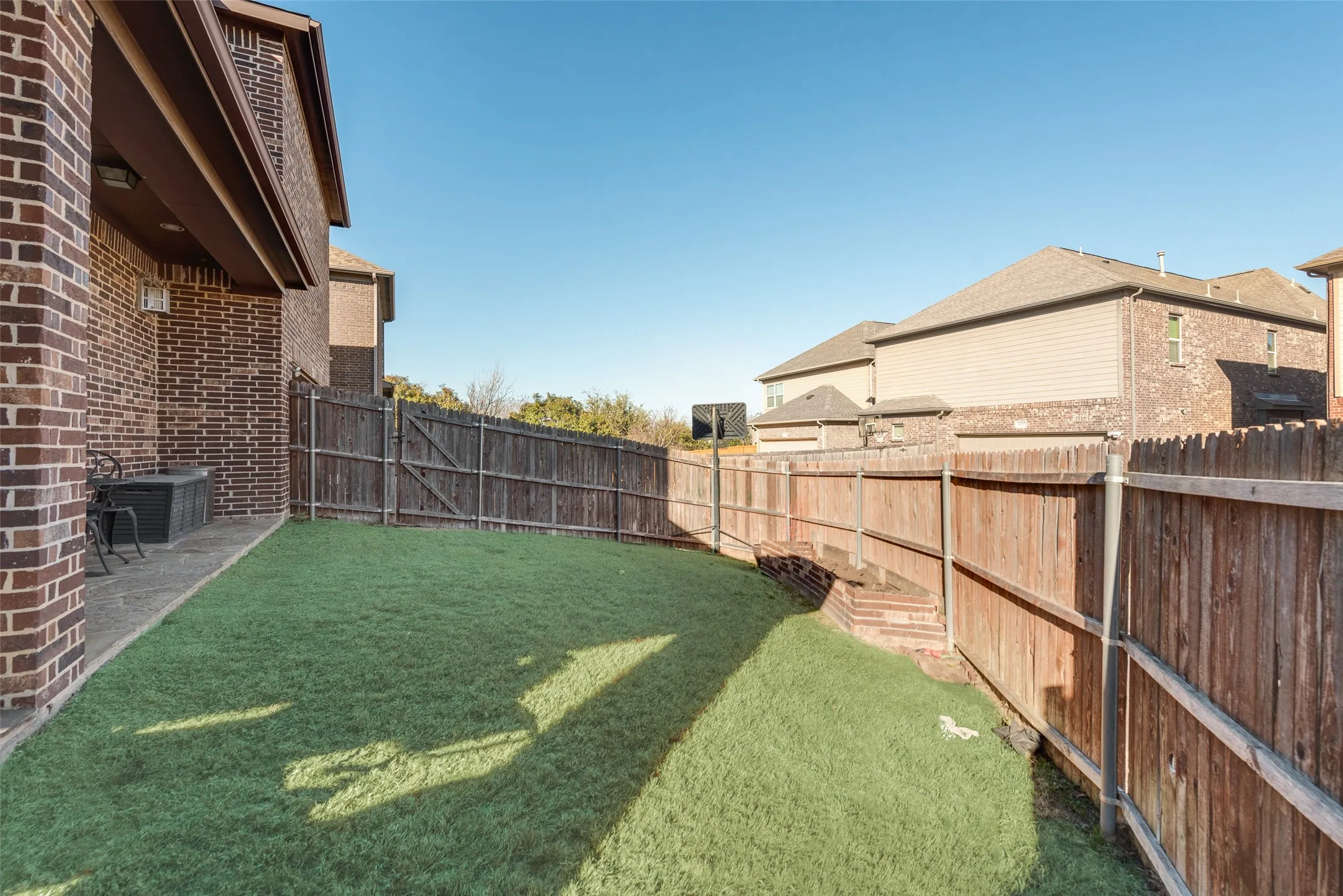 Backyard with a sprinkler system