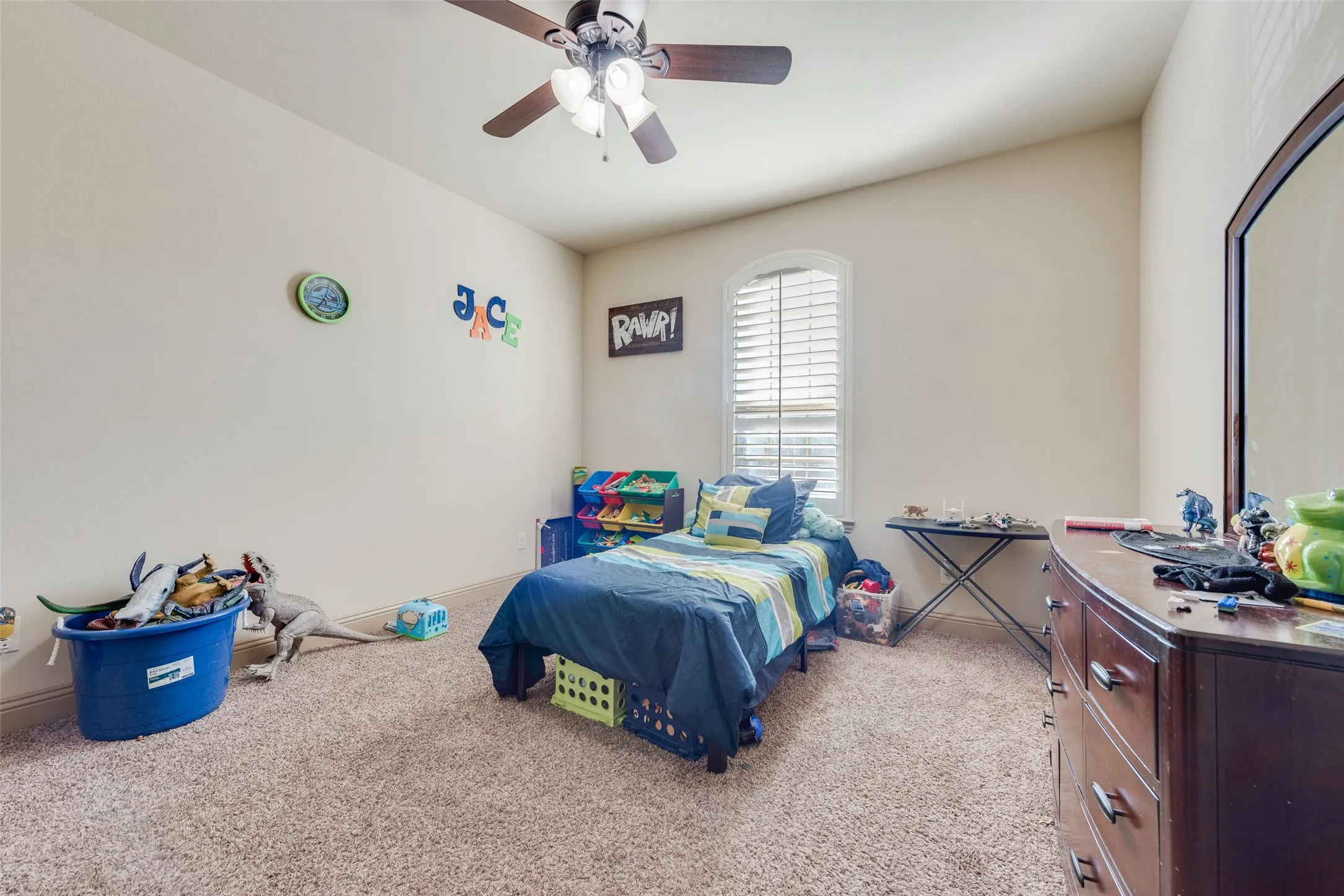 Bedroom #6 with  carpet and ceiling fan