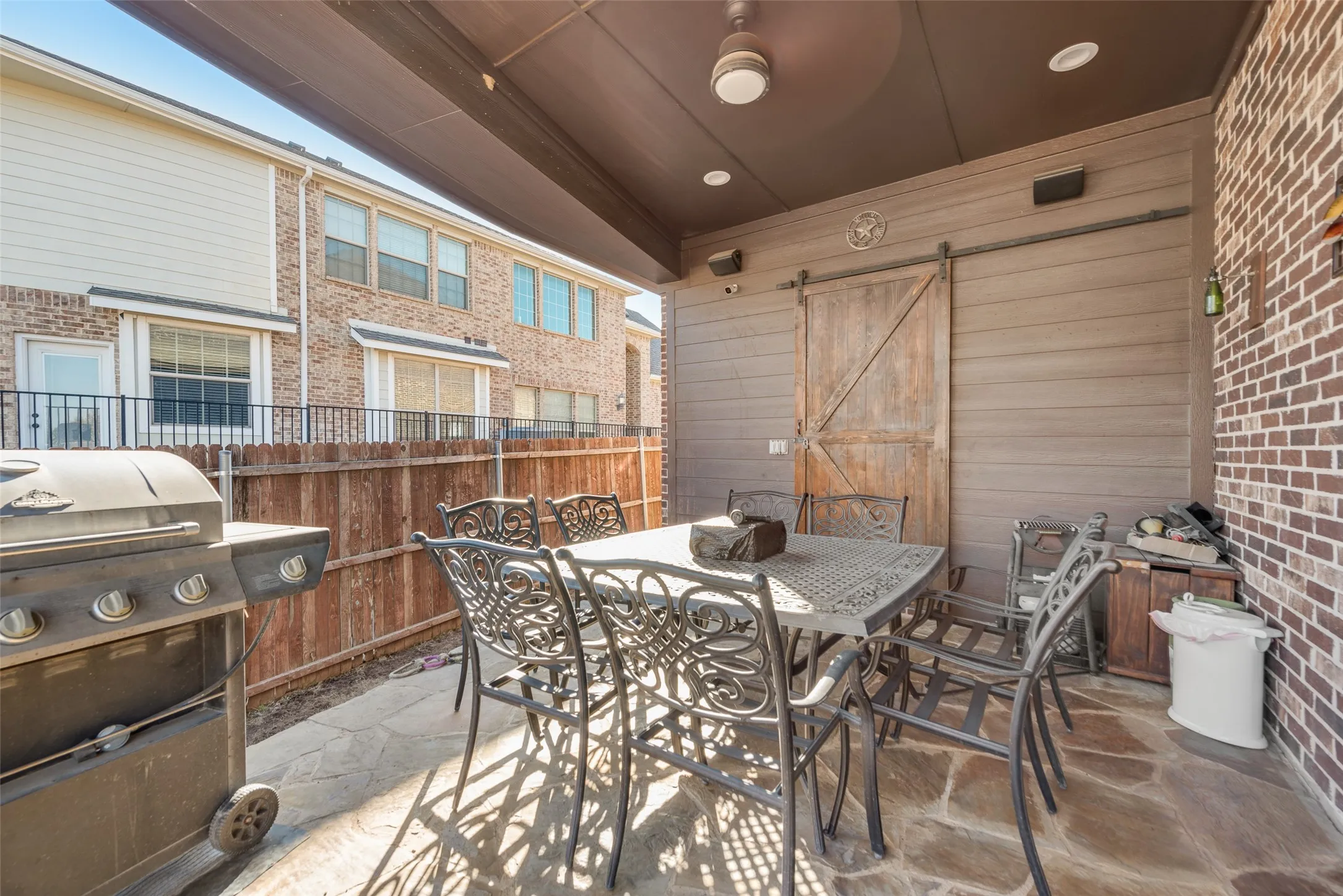 Patio with a storage area