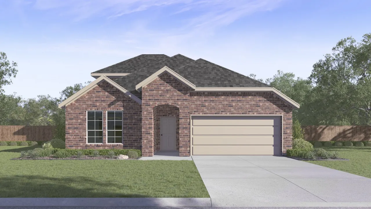 Brick facade with gabled roof lines
