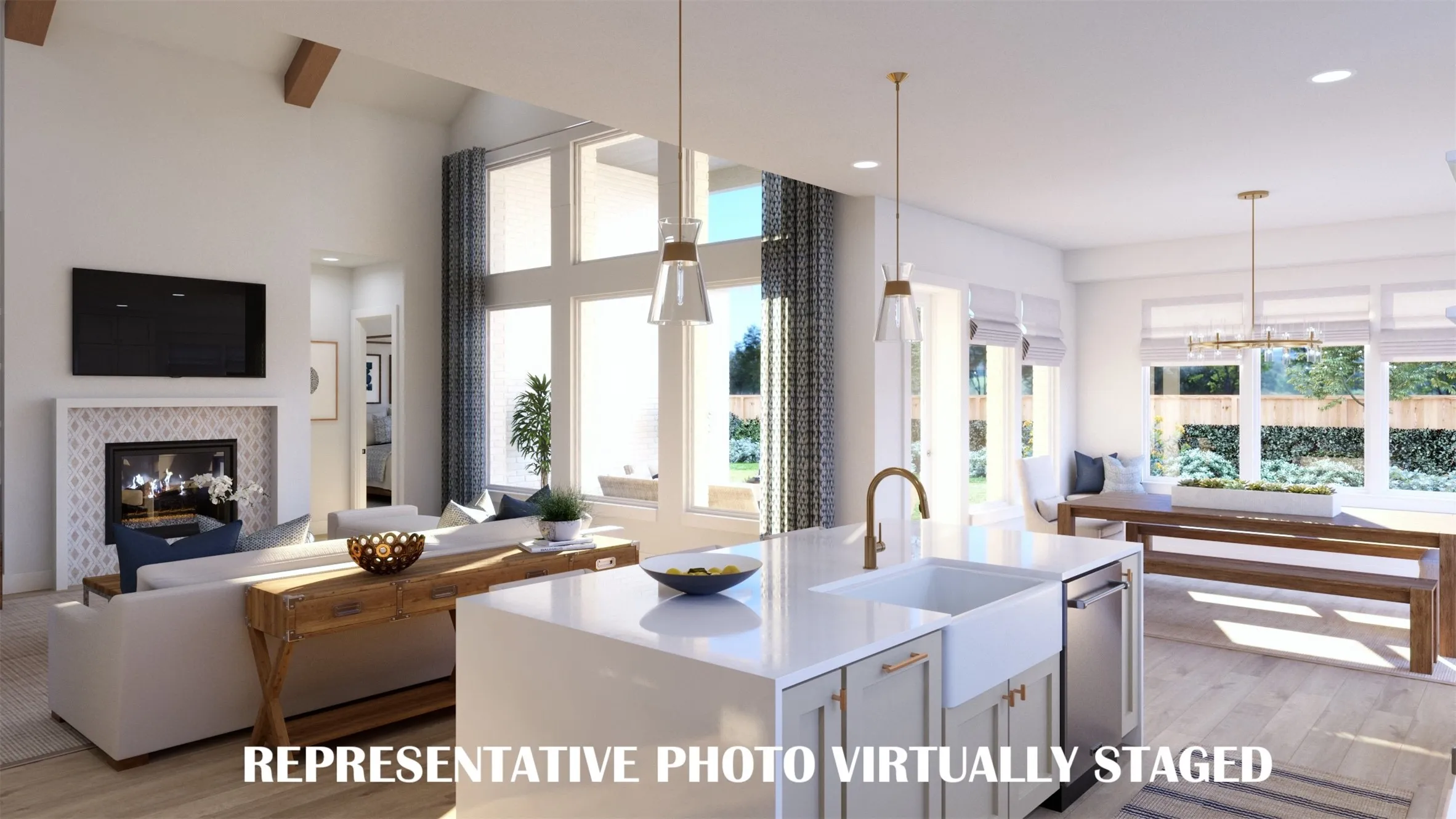 You'll find a light filled, open and flowing main level in our Ashland III plan.  REPRESENTATIVE PHOTO VIRTUALLY STAGED