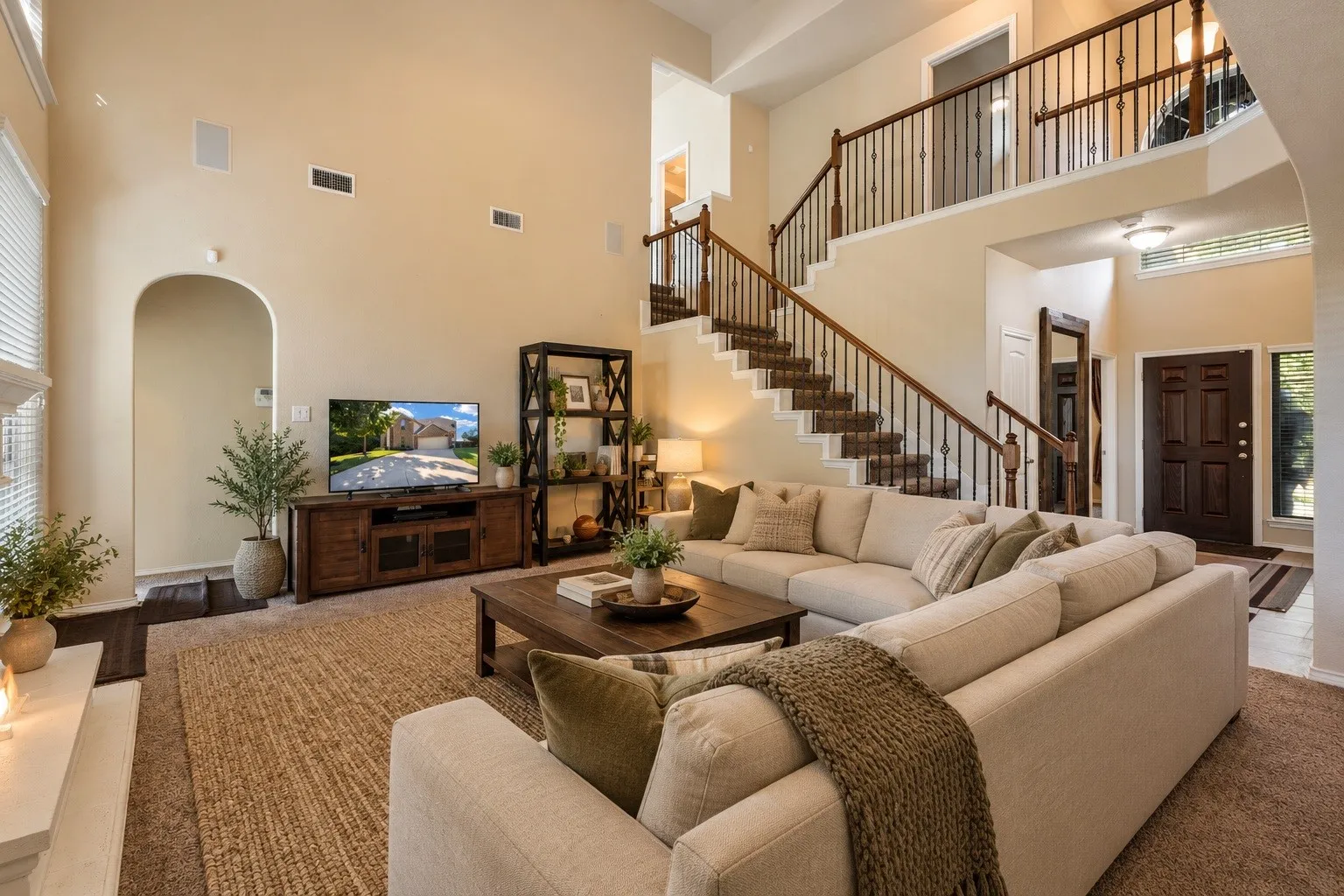 Virtually staged living room with a clean, bright, and inviting design that highlights the space’s open and comfortable feel.