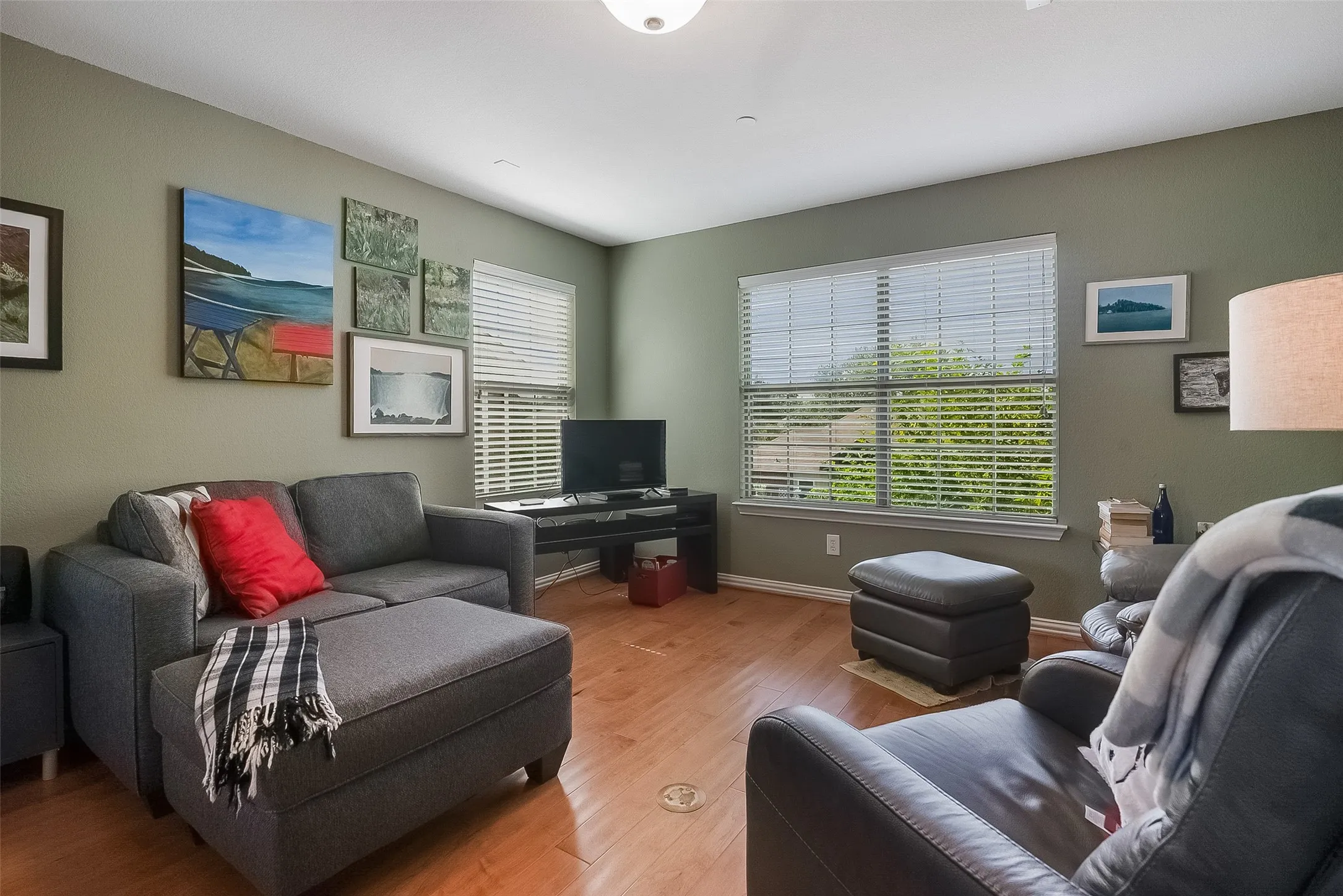 Hardwood-style flooring throughout