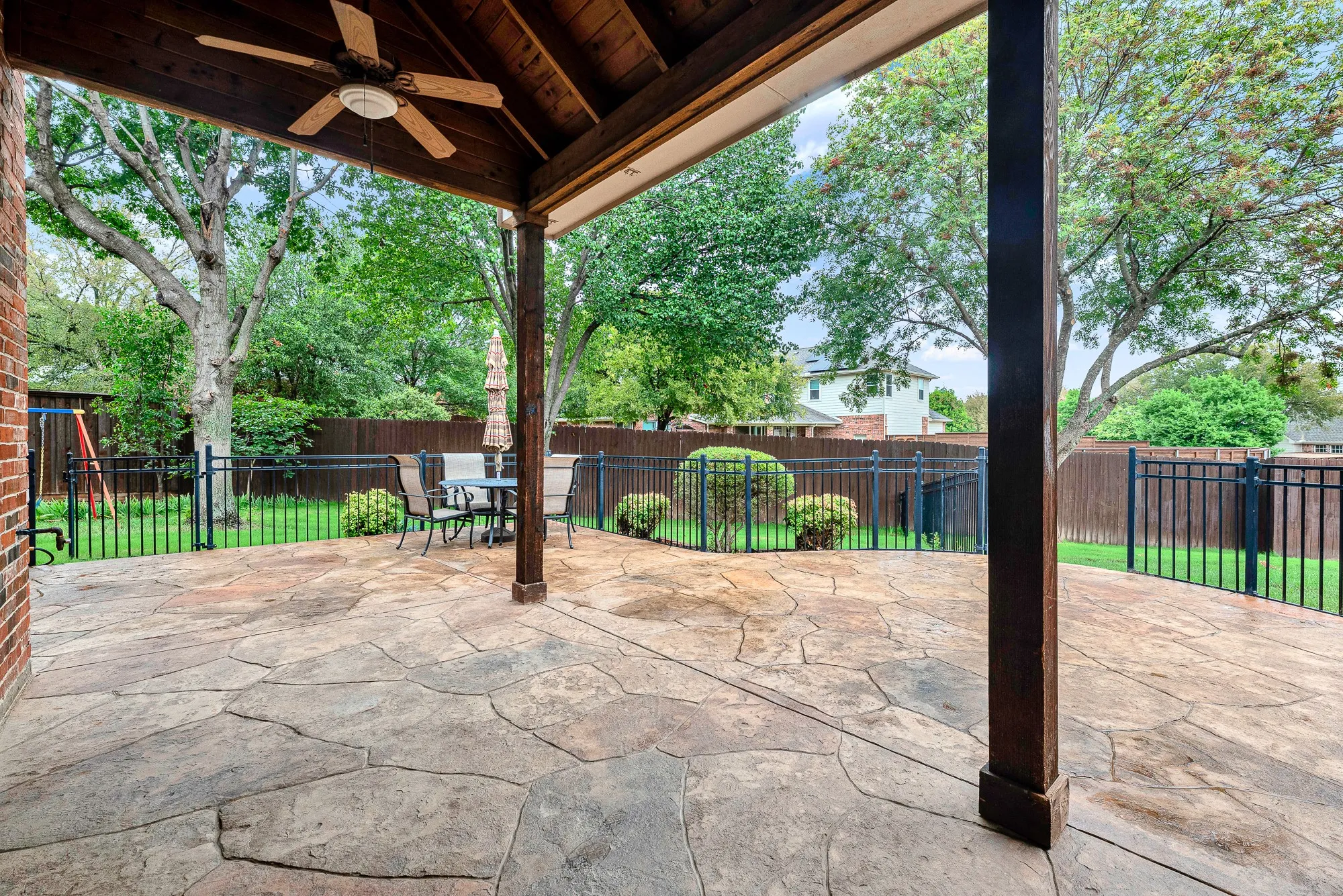 Covered patio provides extra space for entertaining
