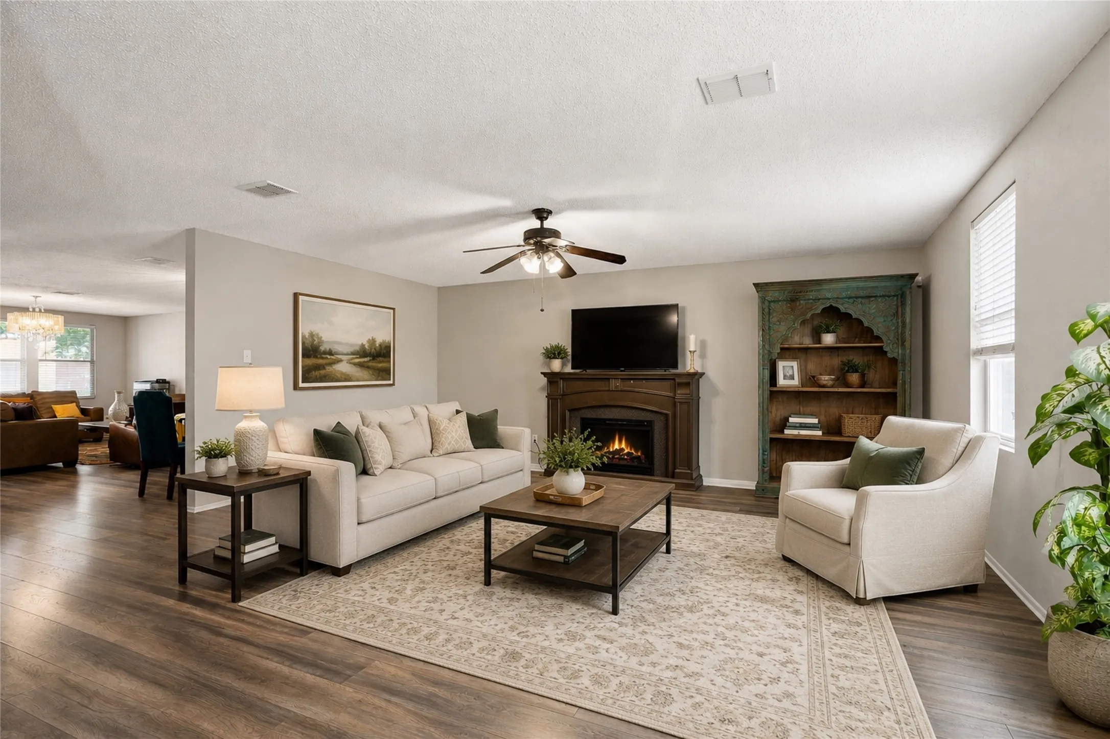 Family room, virtually enhanced