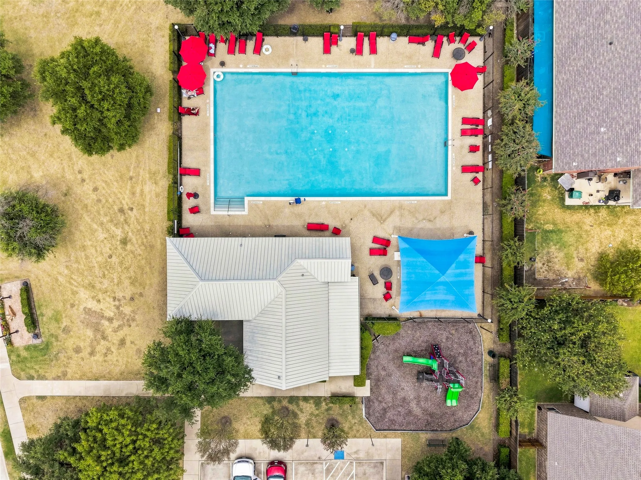Aerial view of pool.
