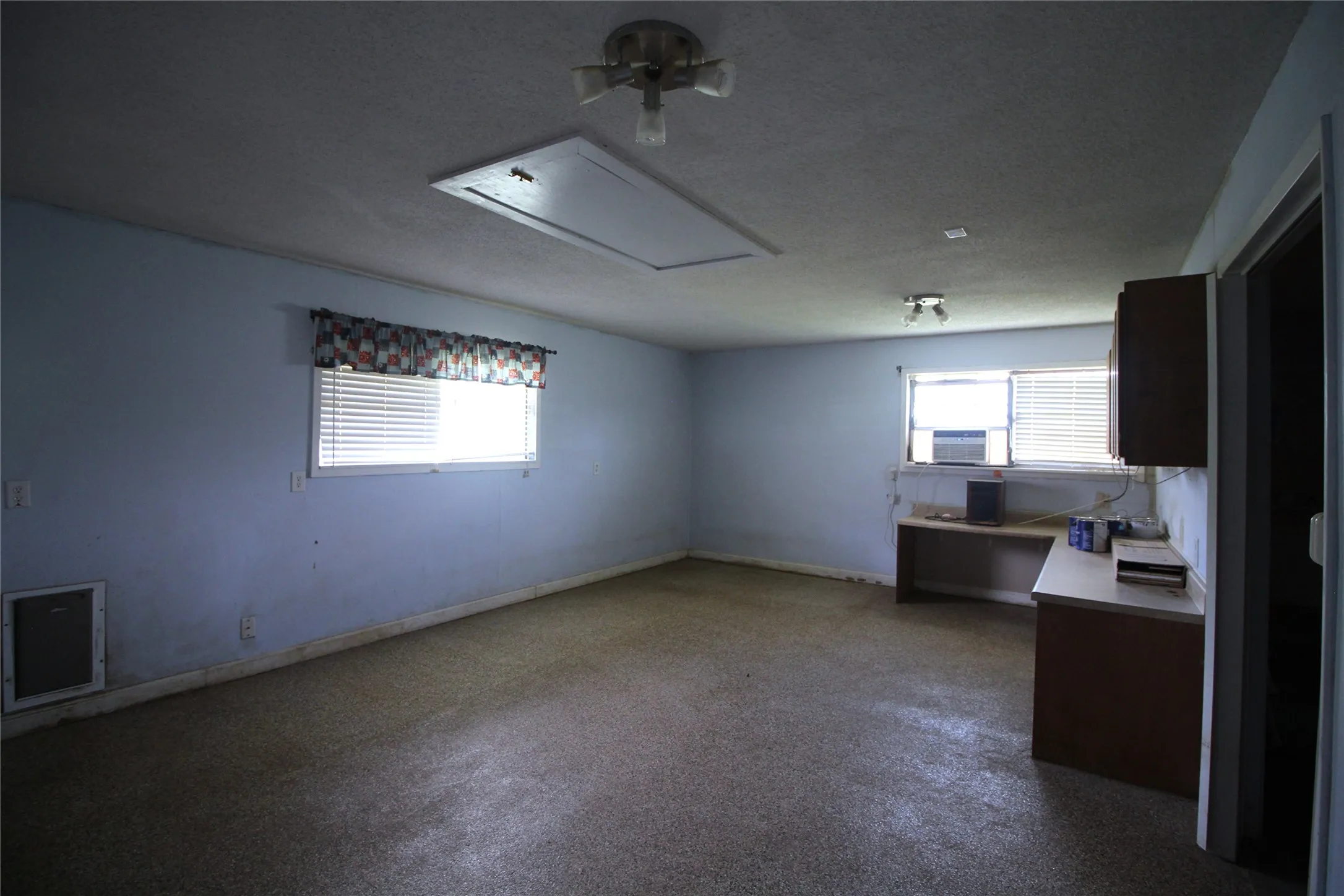 Converted garage area can be used as an office, second living area or dog area