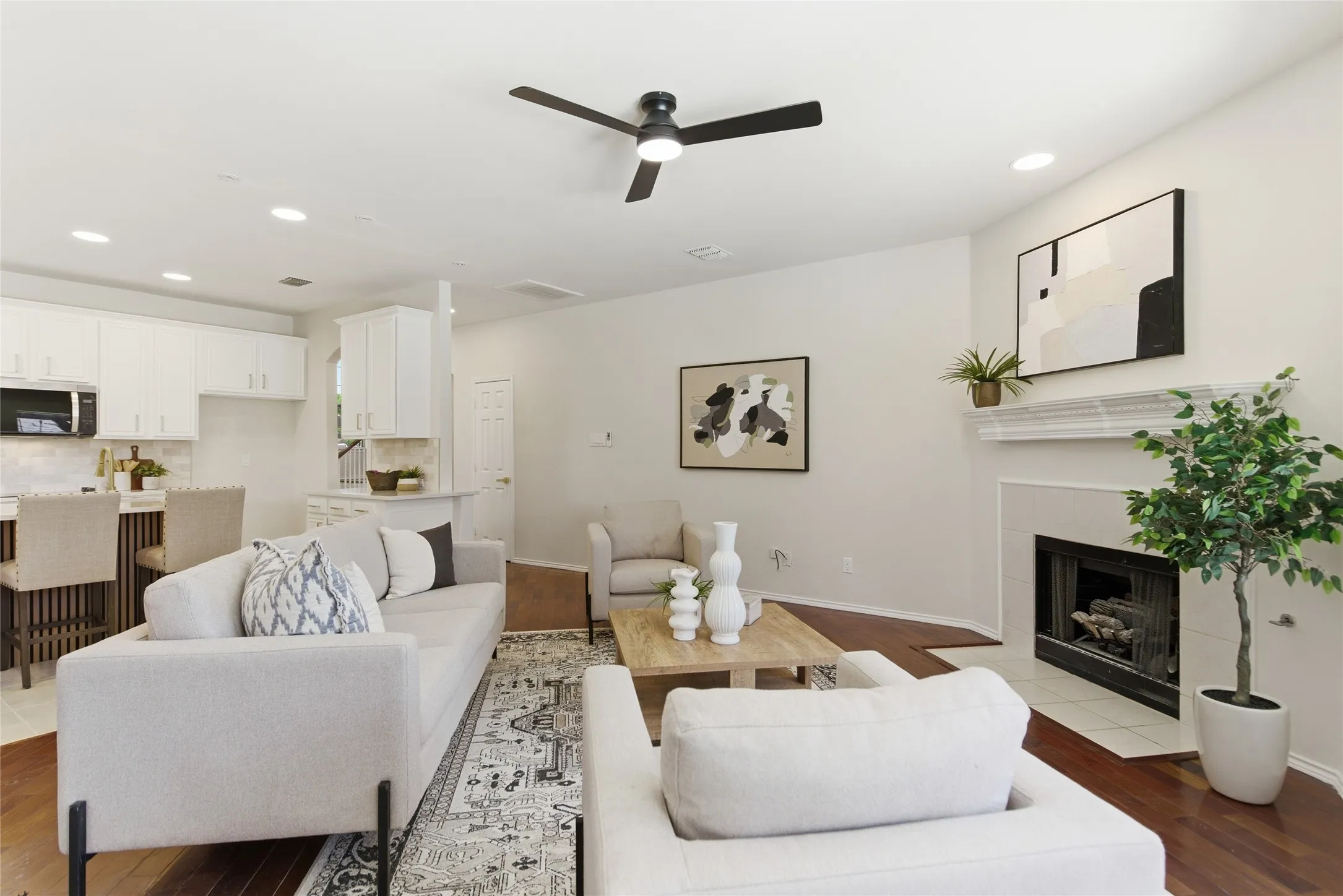 Hardwood-style flooring throughout