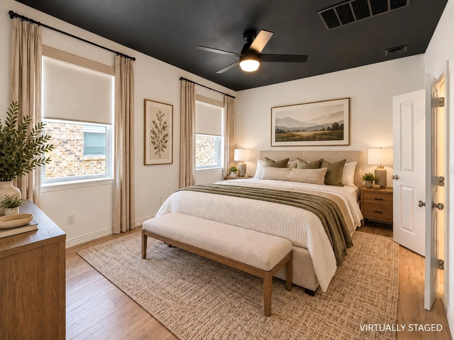 Wood-finish flooring with a contrasting ceiling