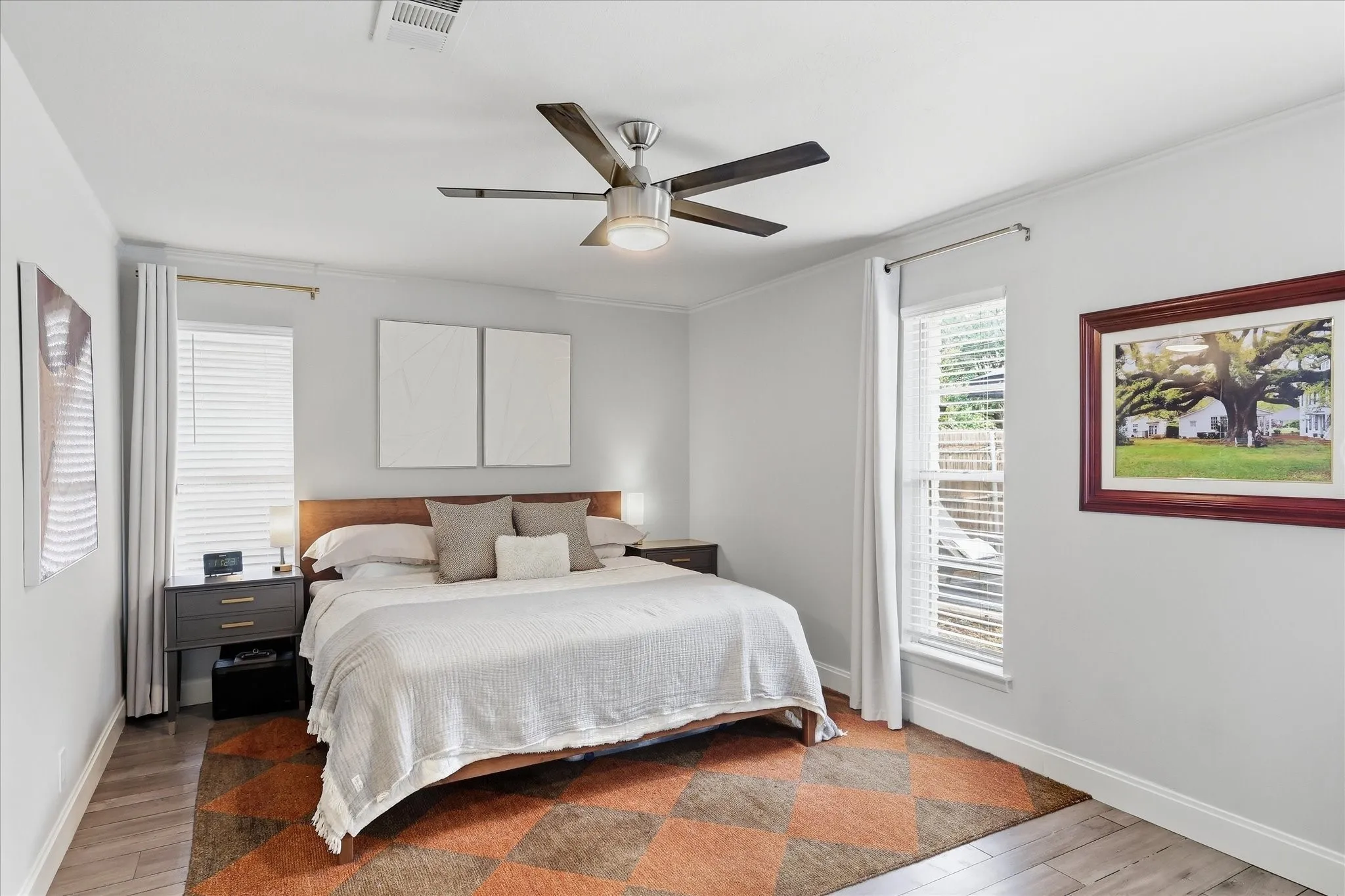 Recessed lighting and a ceiling fan