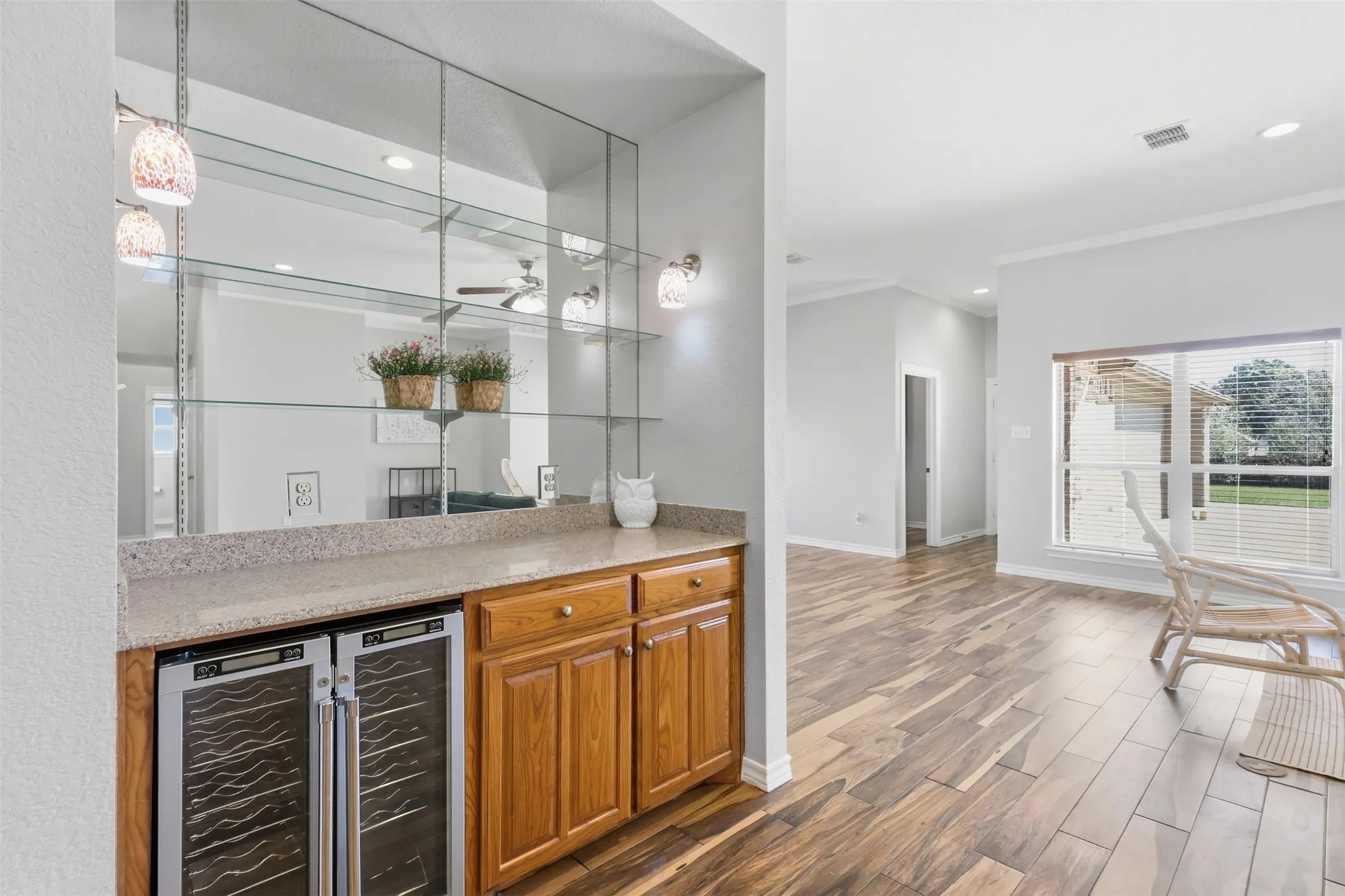 Separate wine cooler and bar storage