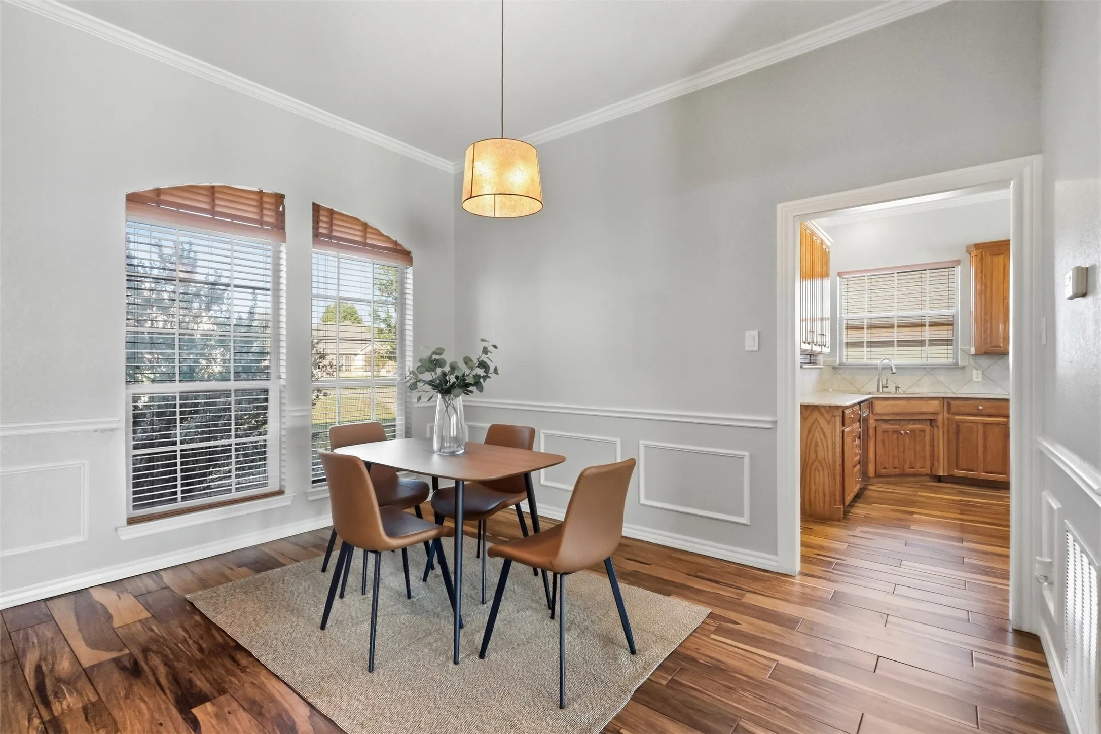Located right off the kitchen