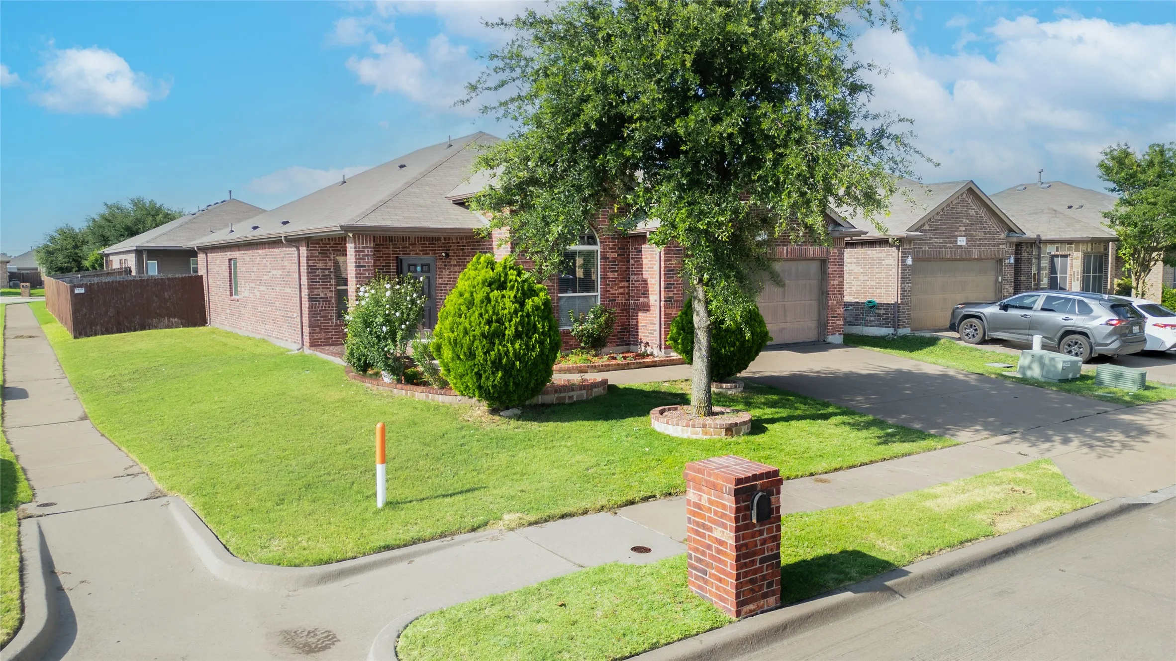 Brick exterior construction with a covered entry