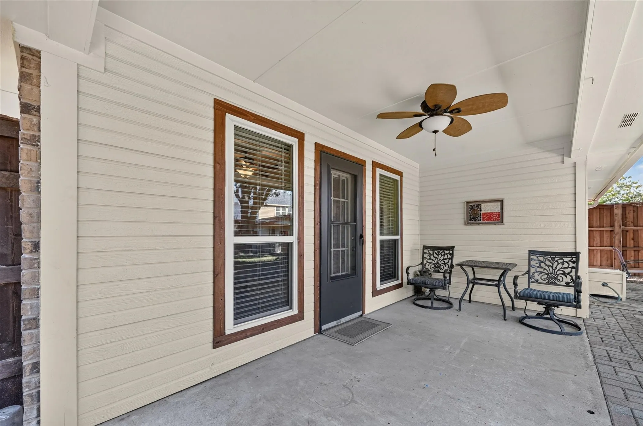 The covered patio is a nice area to enjoy your morning coffee and relax while watching the birds.