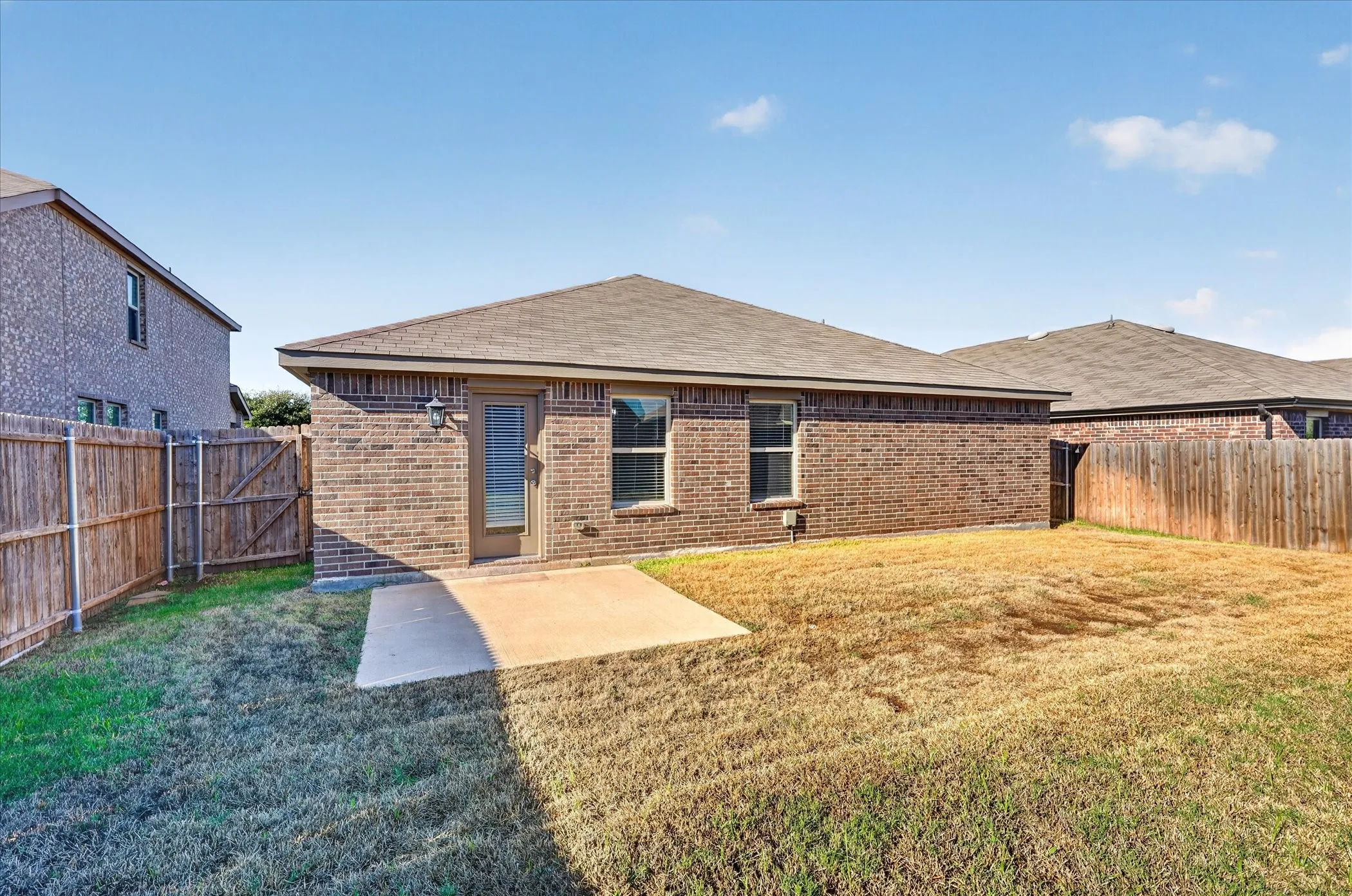 Brick exterior with a gabled roof