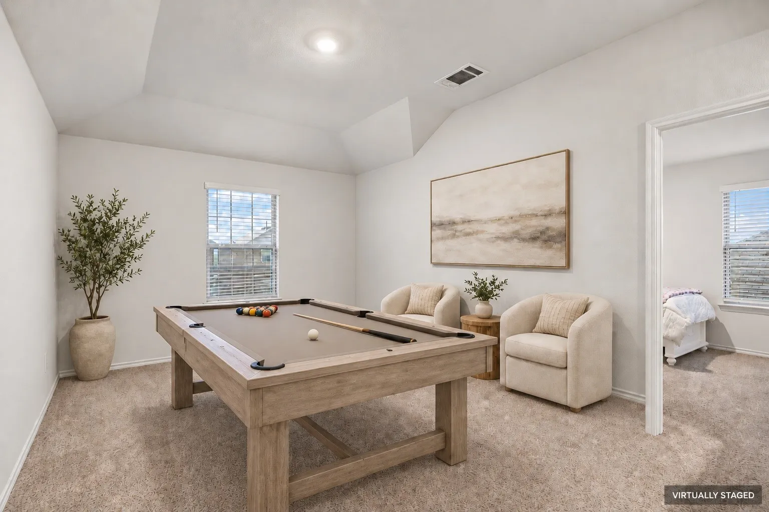 Virtually staged game room