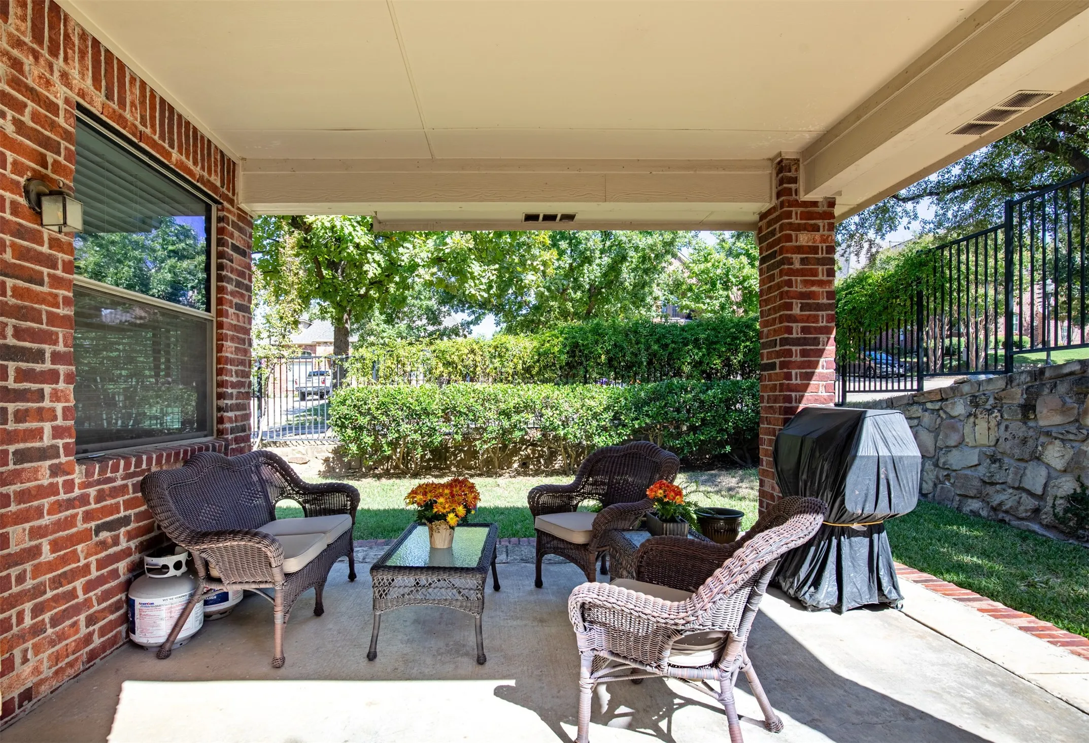 Relax on your covered outdoor patio.
