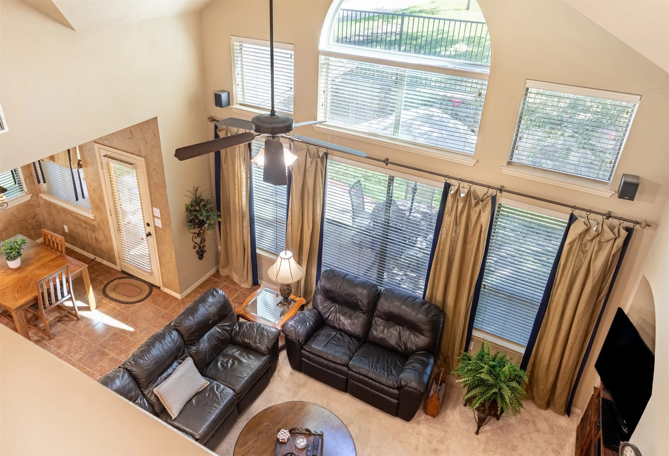 Balcony view of living room.