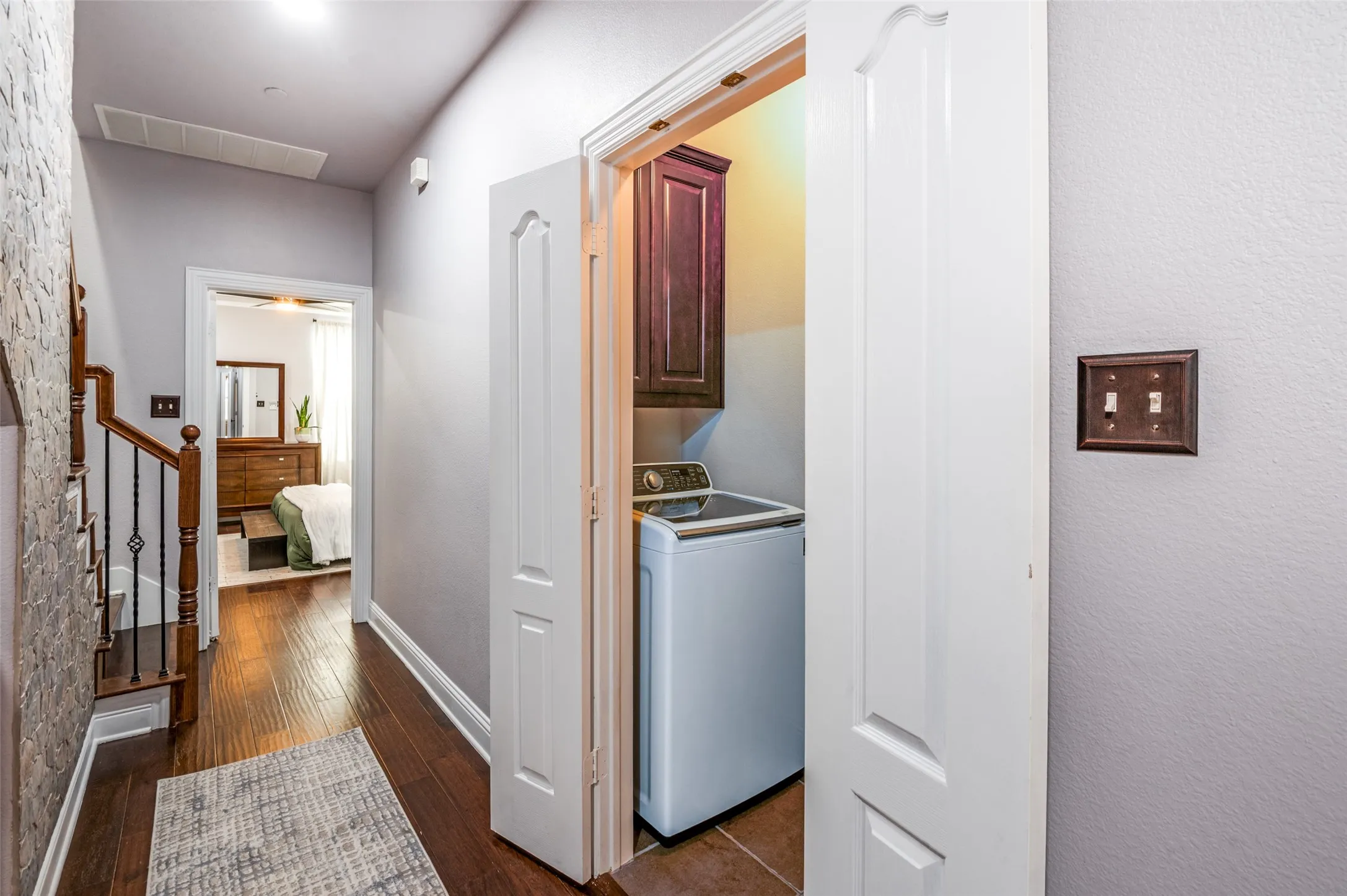 Staircase leading to Third Floor - Media + Full Bathroom