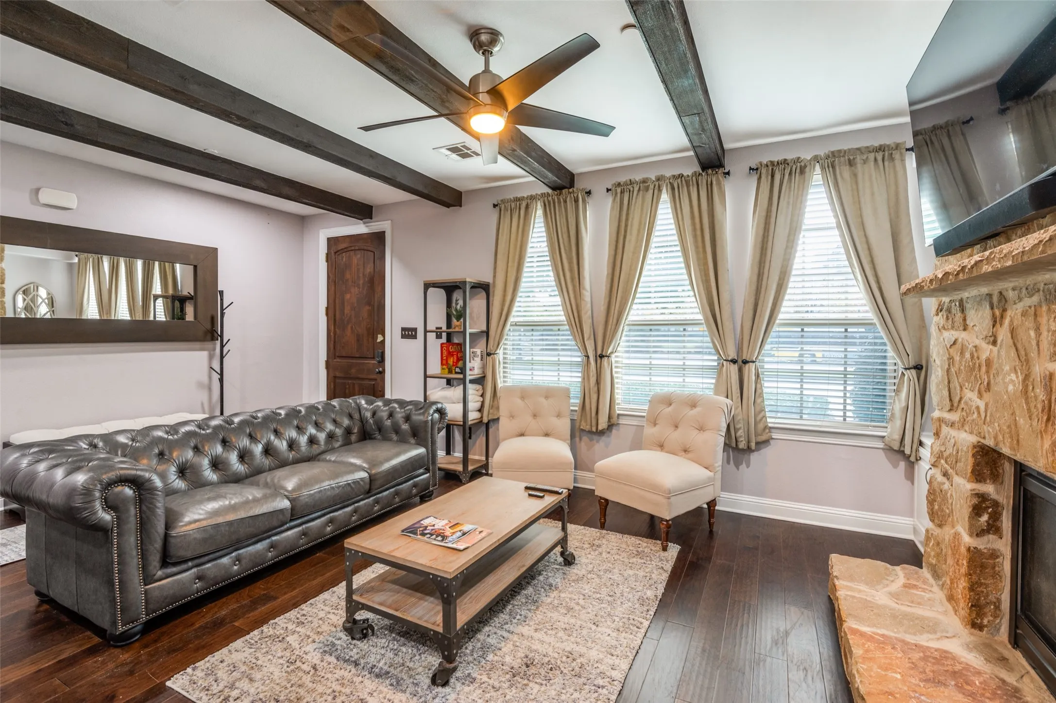 All Real Hardwood on First Floor with Custom Stone Fireplace