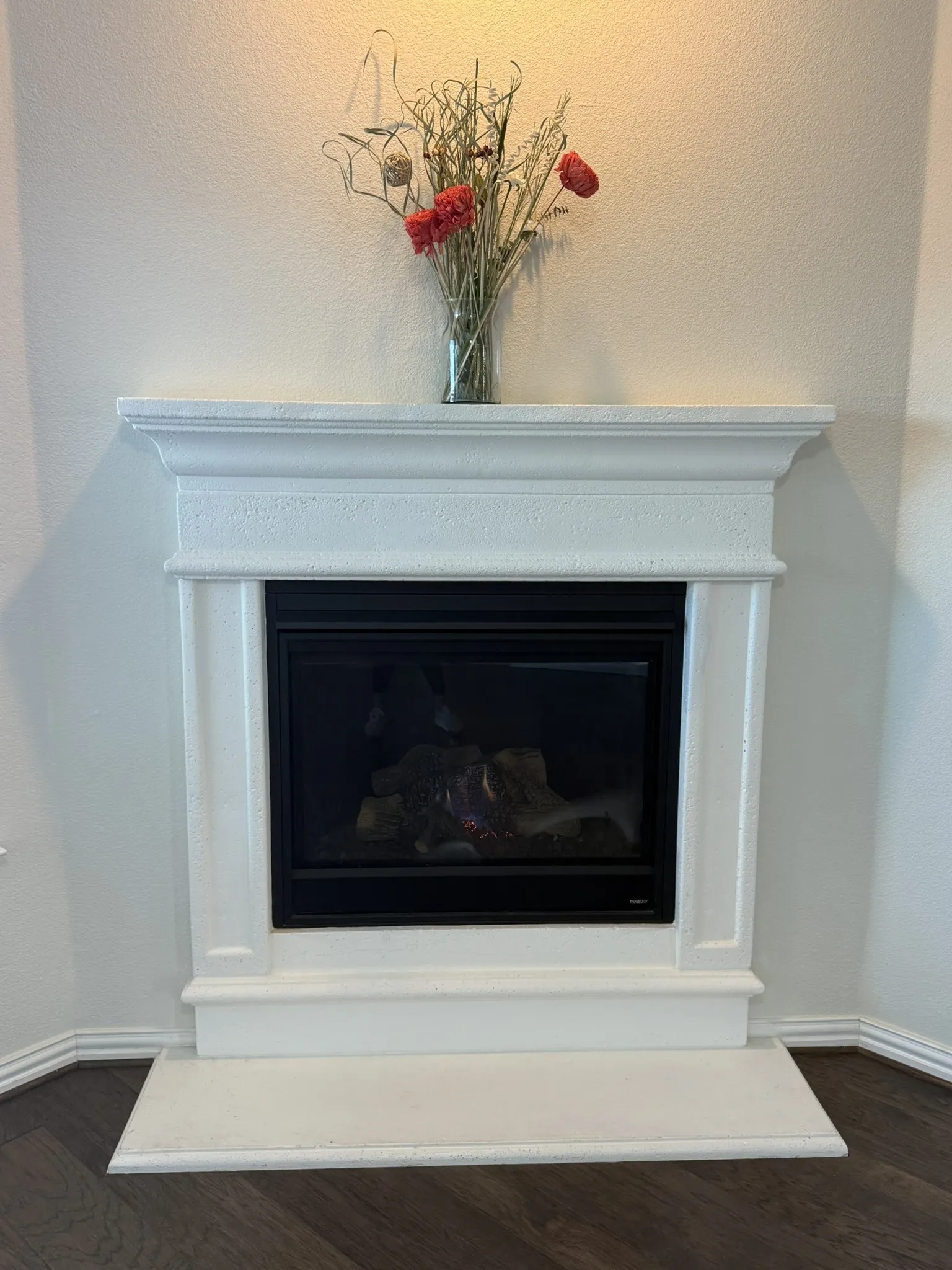 Gas fireplace with electric wall switch
