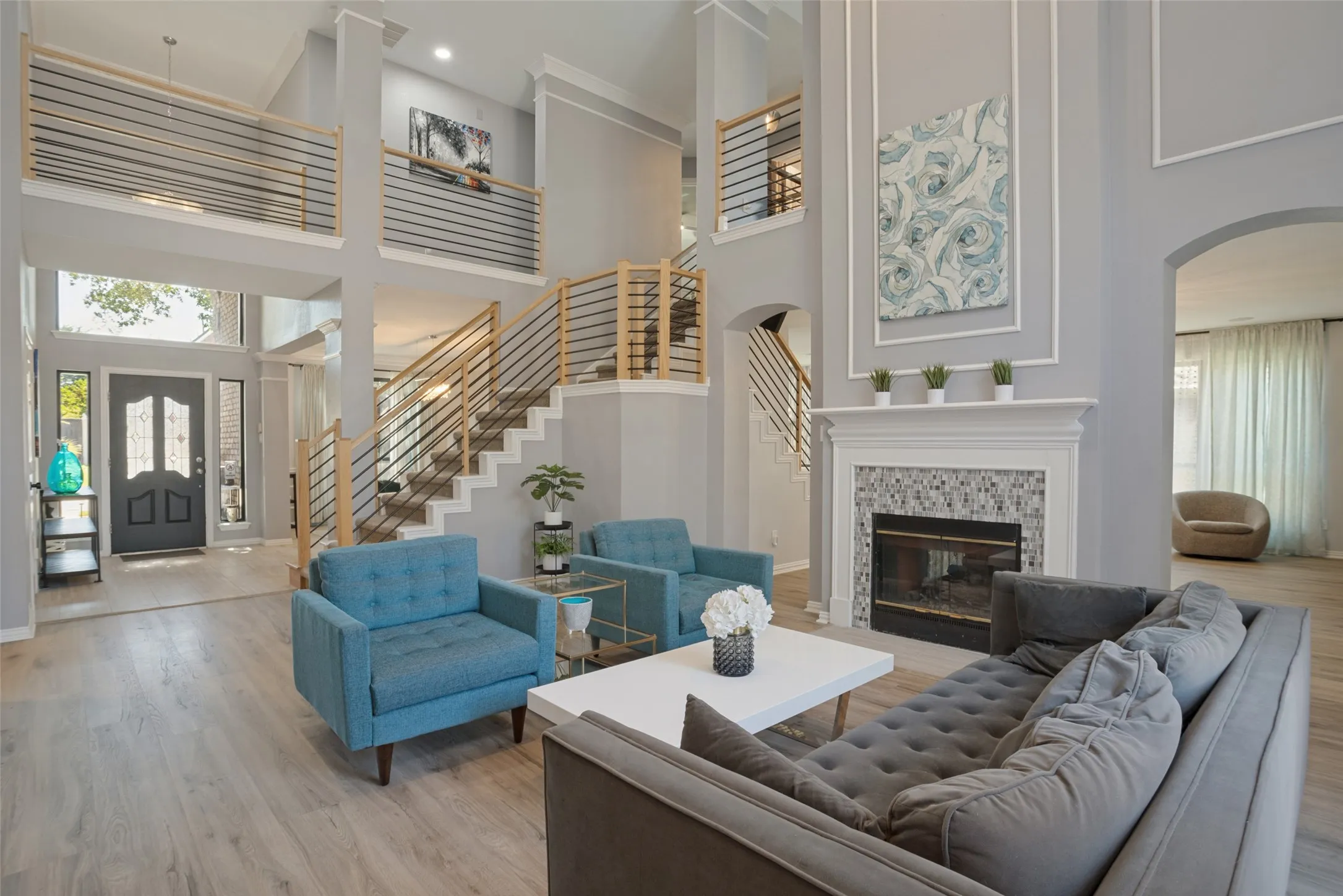 Two-story formal living room.