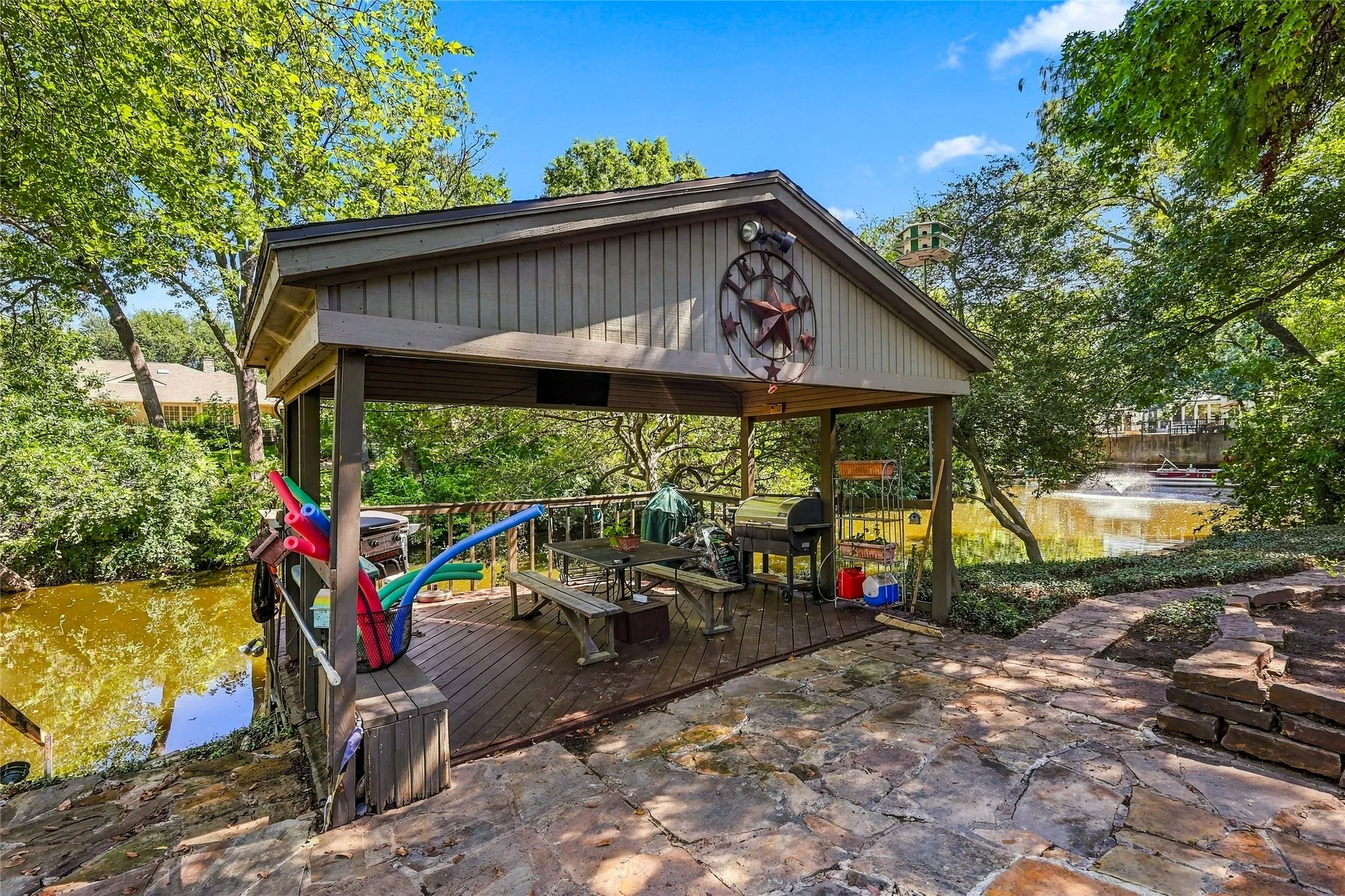covered Dock and Flagstone Patio
