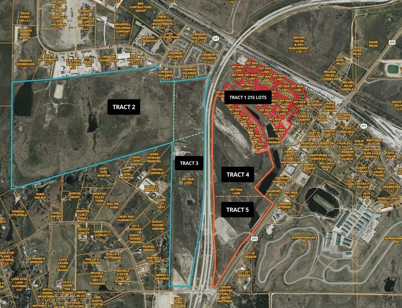 multiple parcels across 5 tracts