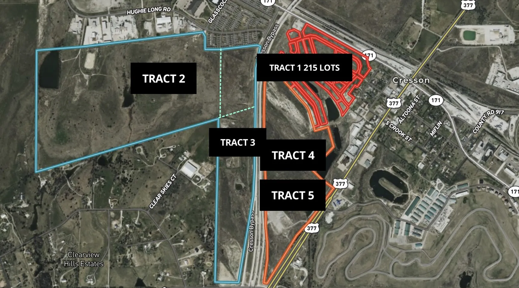 multiple parcels across 5 tracts