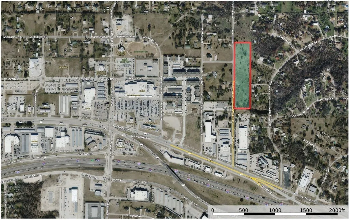 Aerial Site Plan. Illustrating the property boundaries and surrounding topography