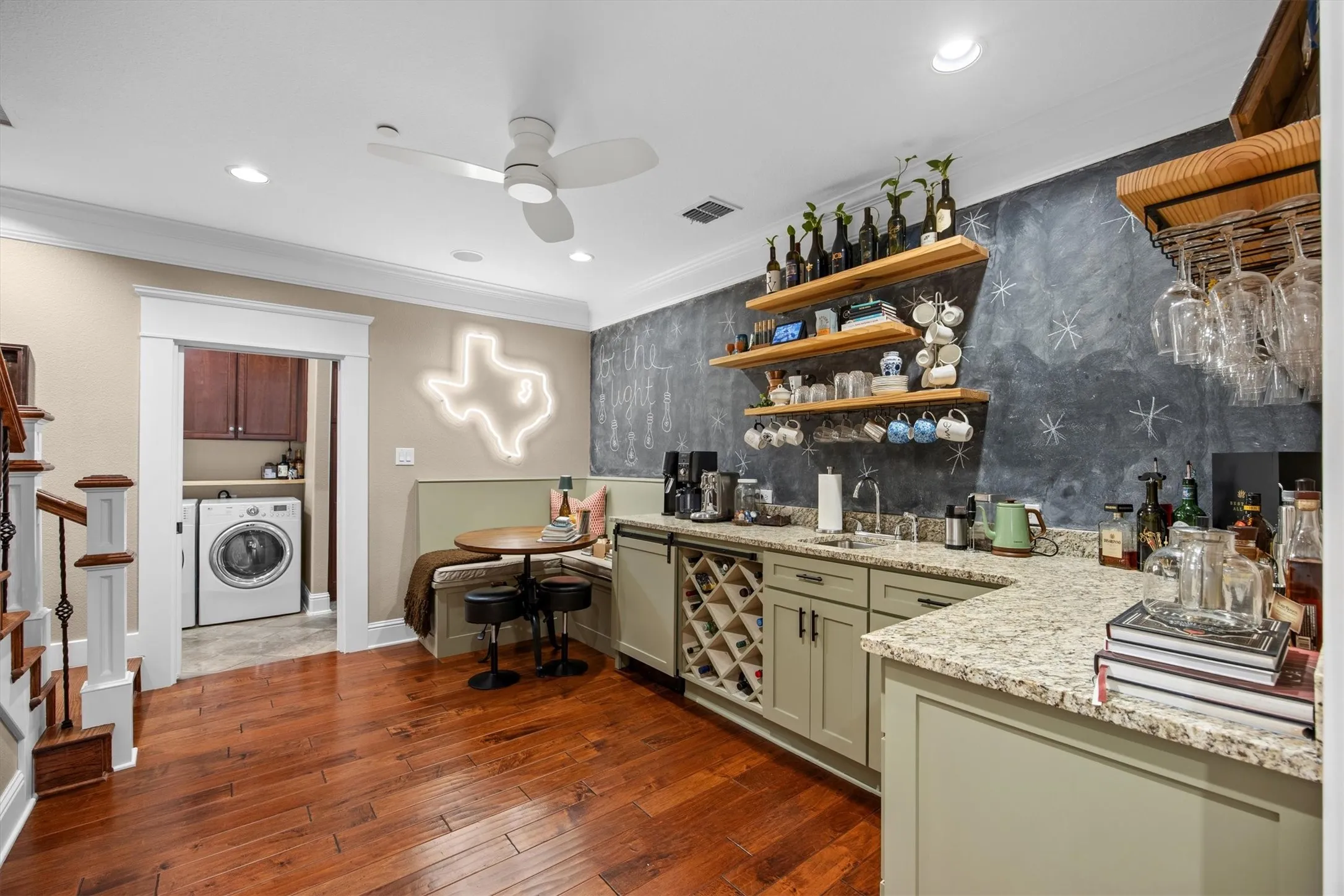 Custom coffee & wine bar suite! Dedicated beverage center addition off the main kitchen tailored for entertaining and everyday utility!