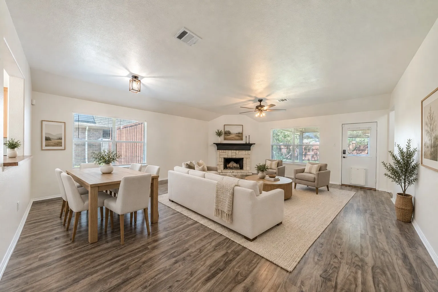 Virtually Staged Living and Dining area