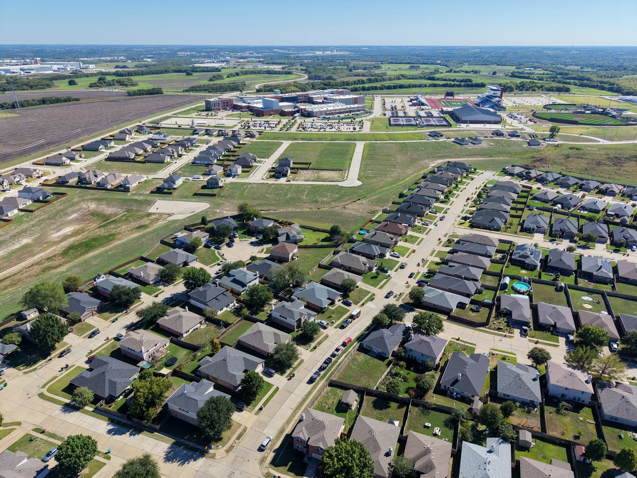Sherman High School from house aerial point of view