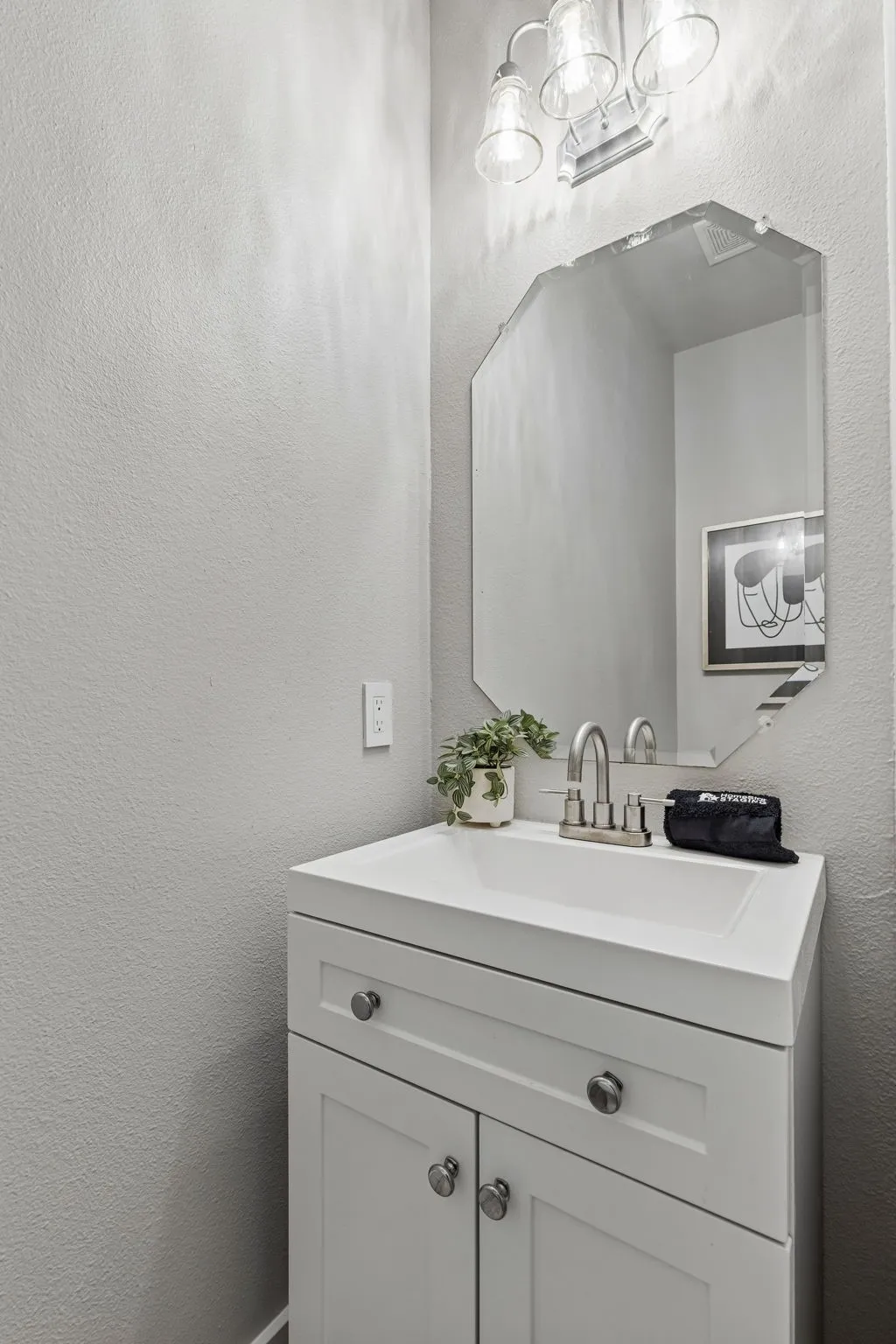 Powder room located downstairs