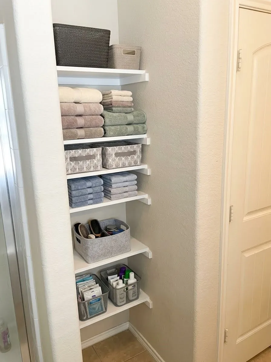 Linen area in primary bathroom.