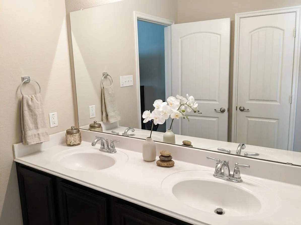 Double sink vanity.