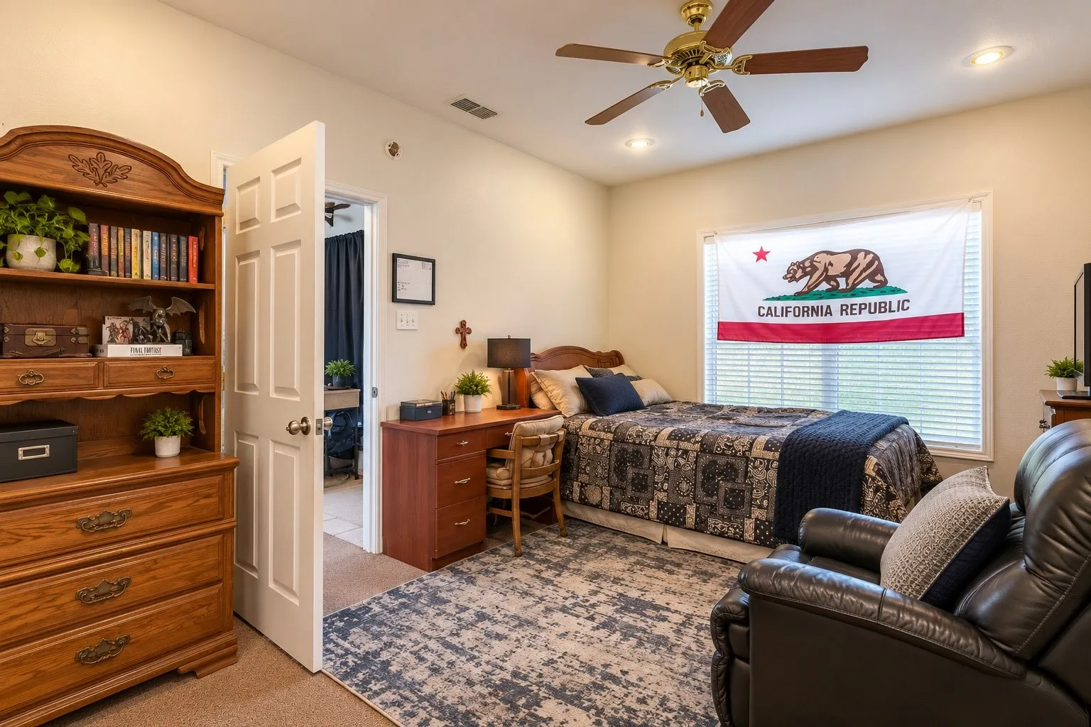 AI decluttered bedroom in the guest quarters.