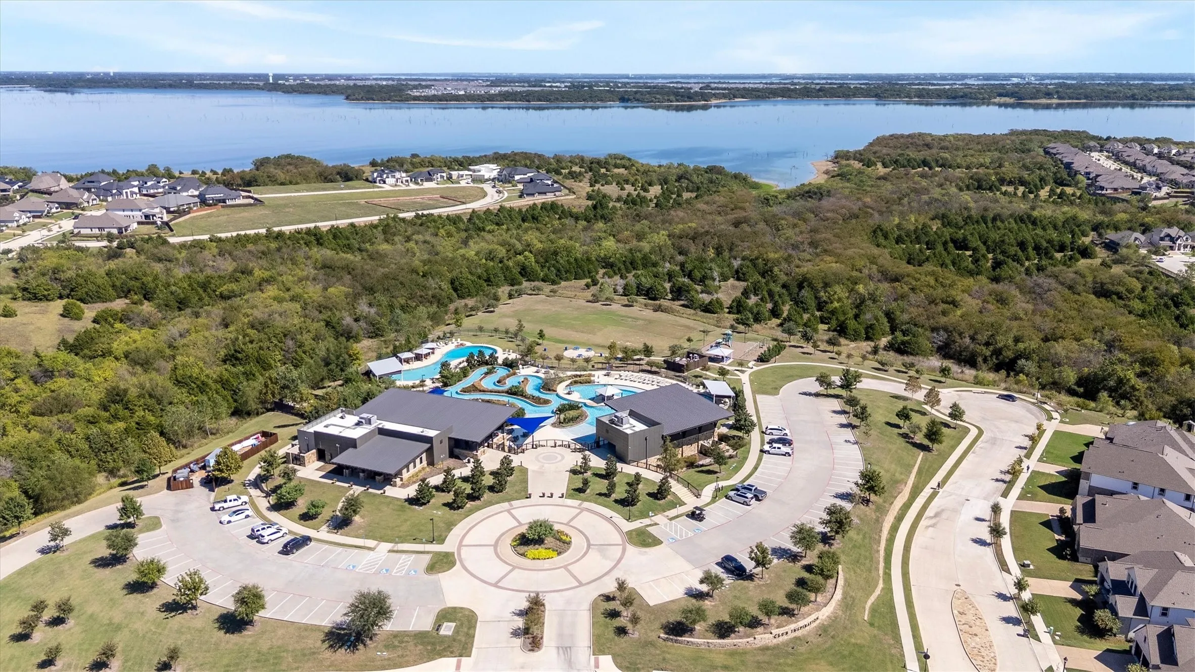Award winning amenity center with view of Lake Lavon