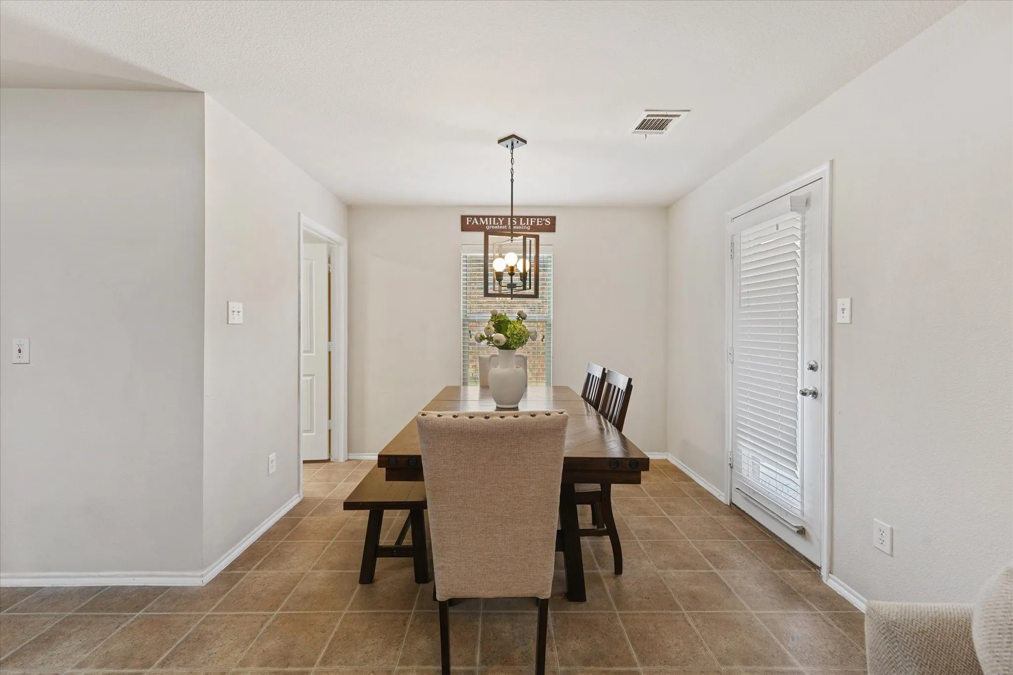Tiled flooring with neutral-toned walls