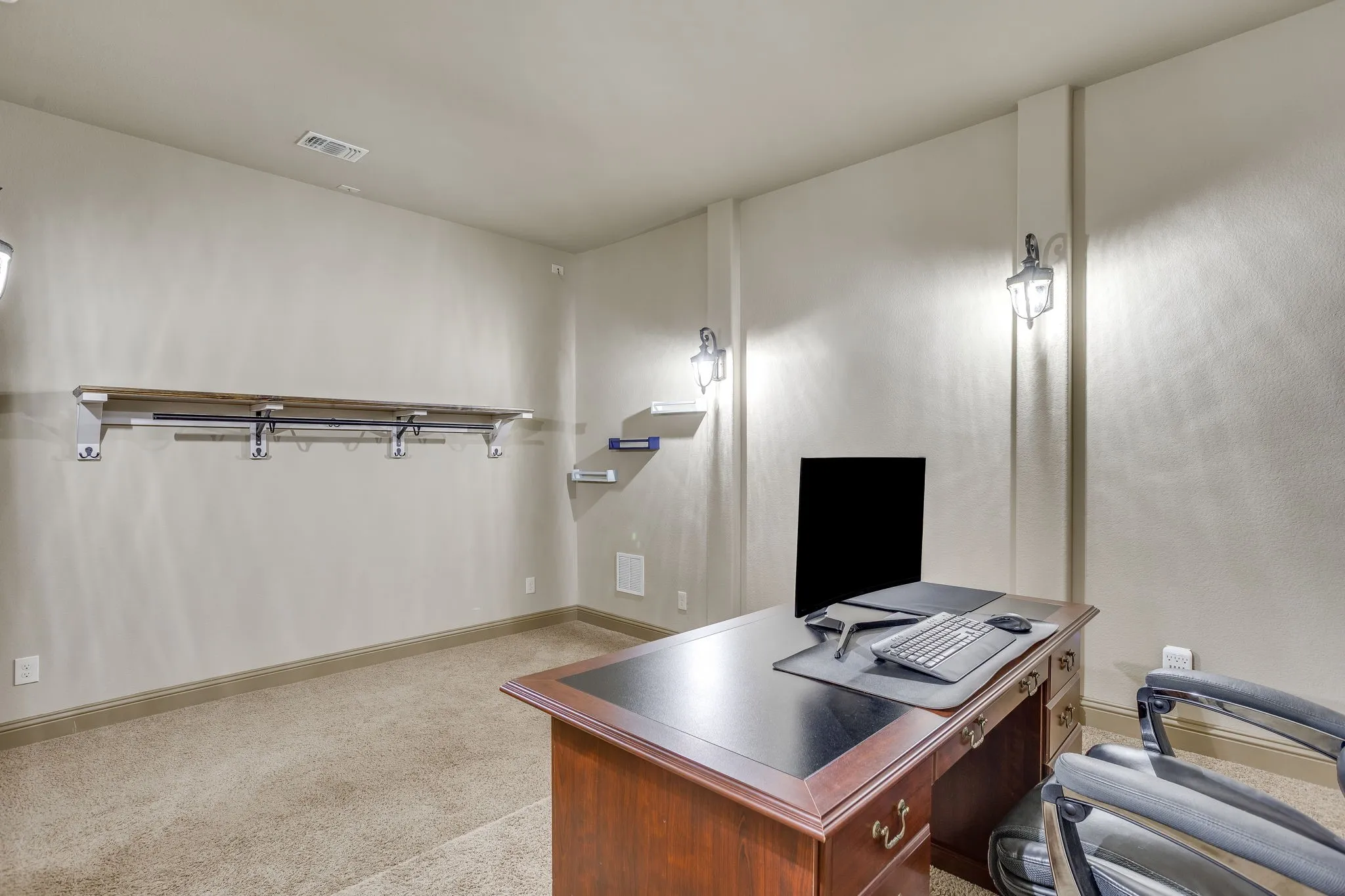 he media room is currently being used as an office