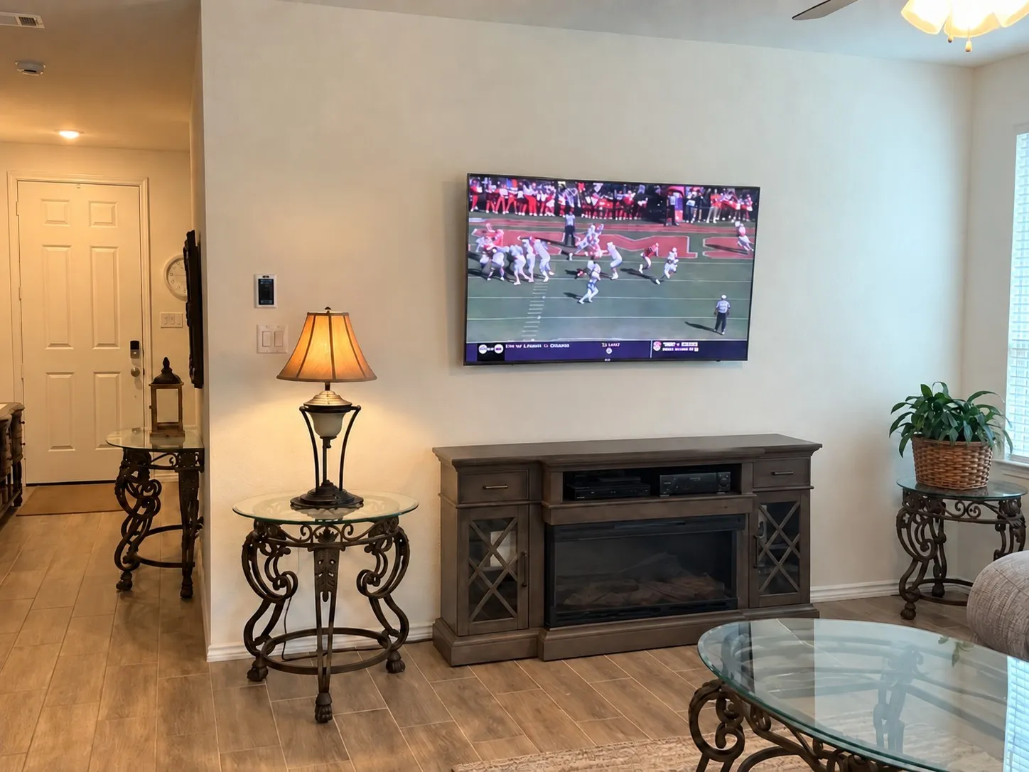 Wood-finish flooring throughout