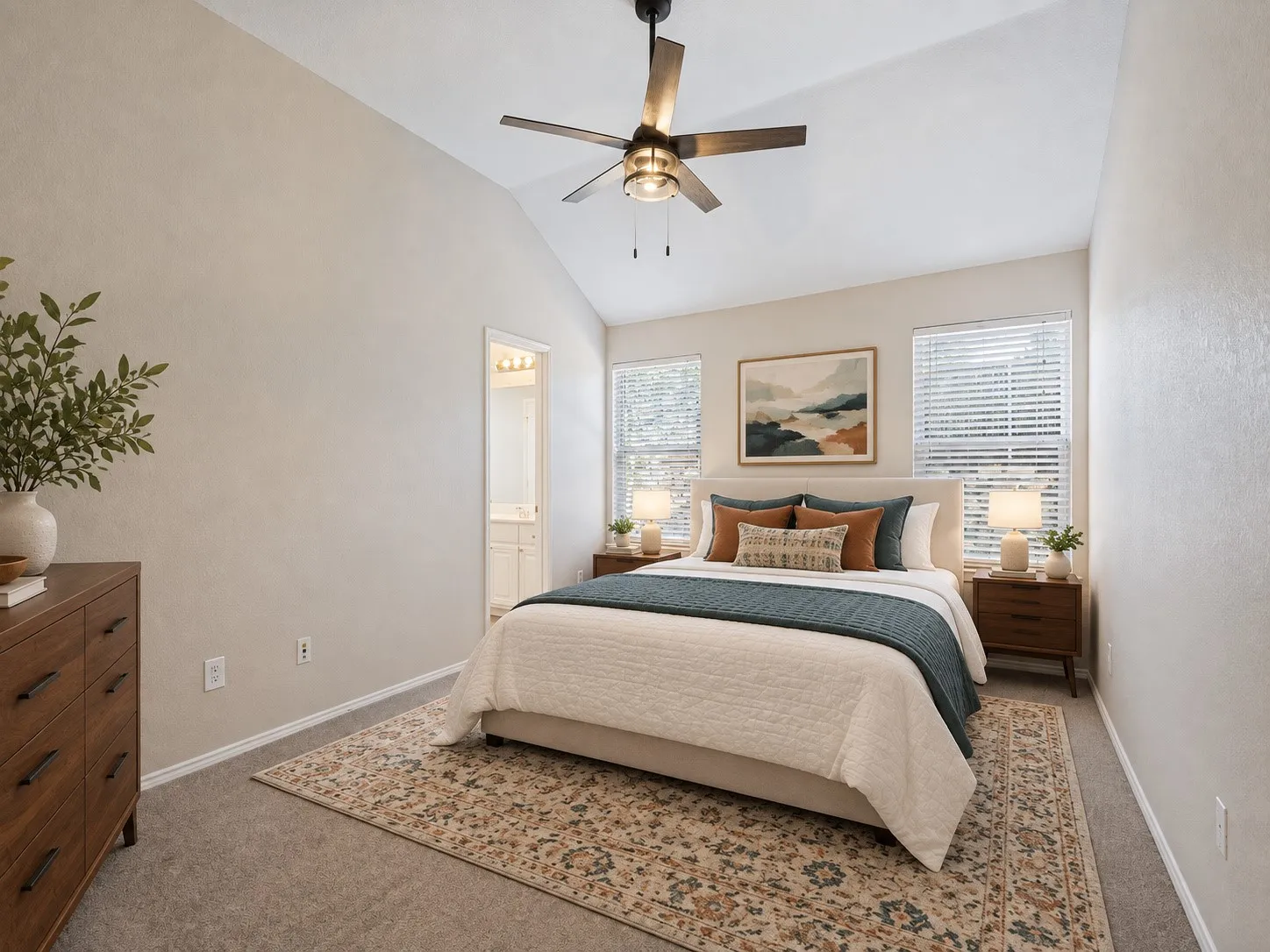 Virtually staged primary Bedroom