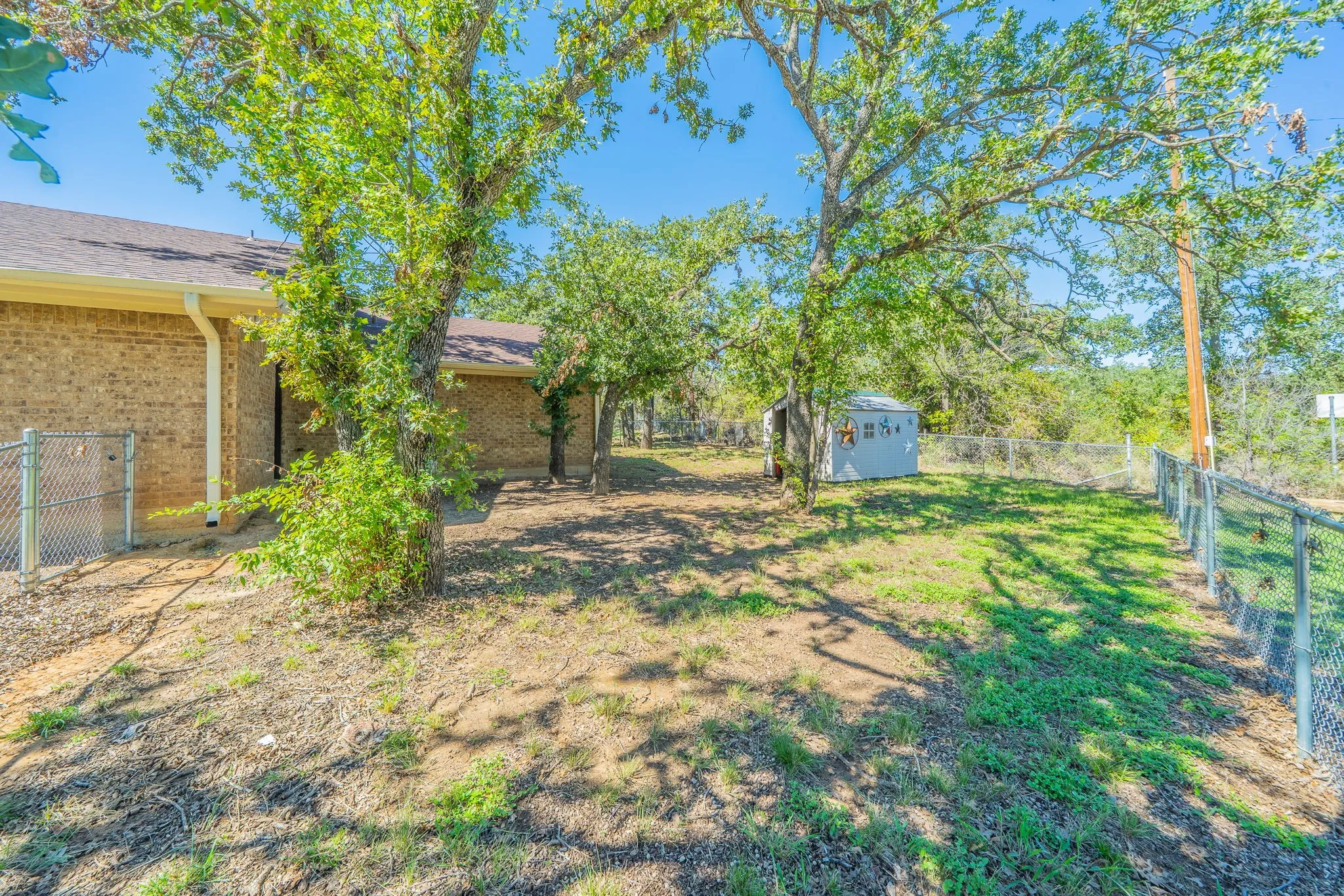 fenced back yard