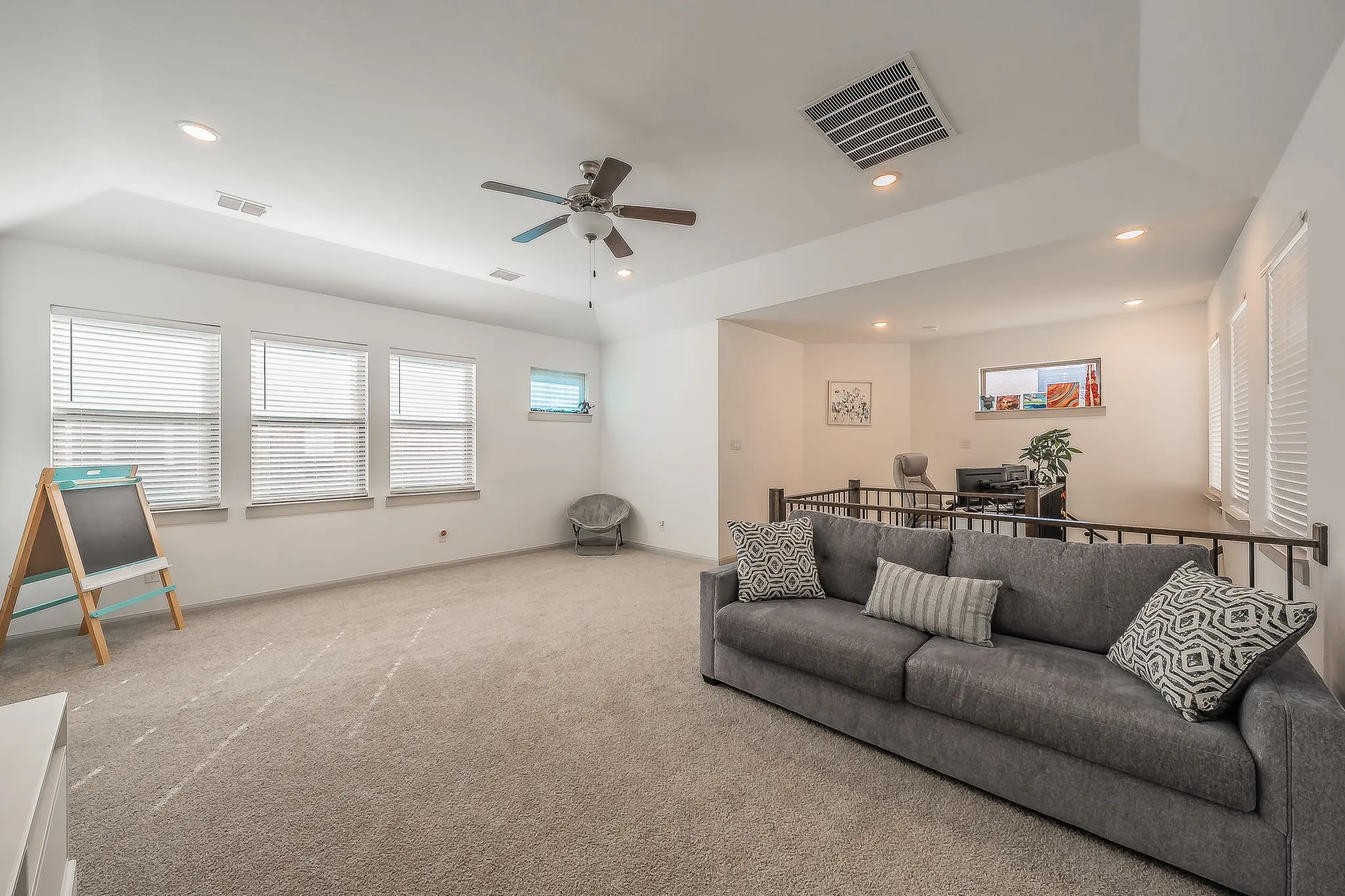 Large second floor loft offers versatile space